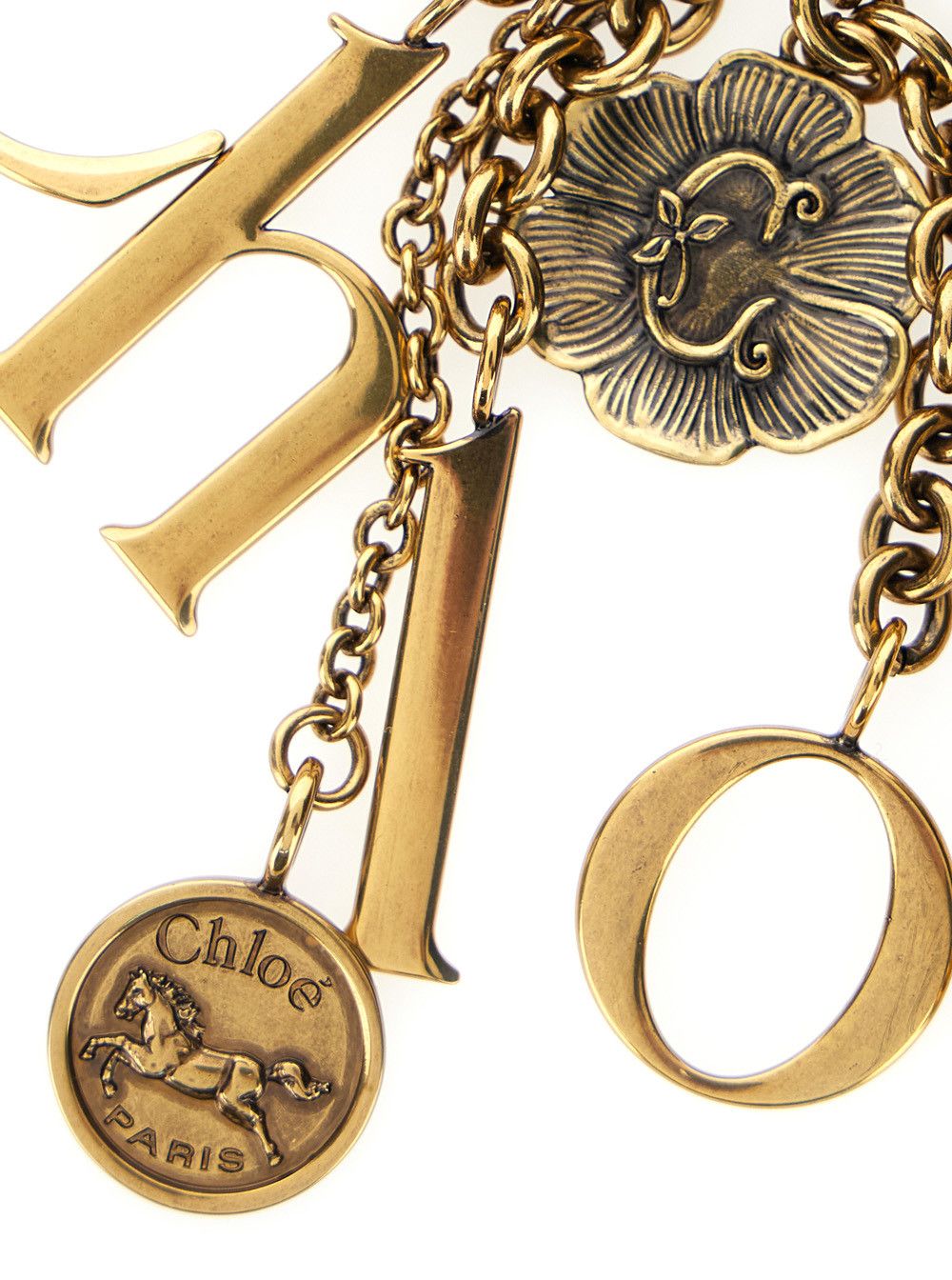 Chloe Gold Keychain with Chain Details and Letter Charms in Brass Blend for Women Size M / US 6-8 / IT 42-44 - 2 Thumbnail