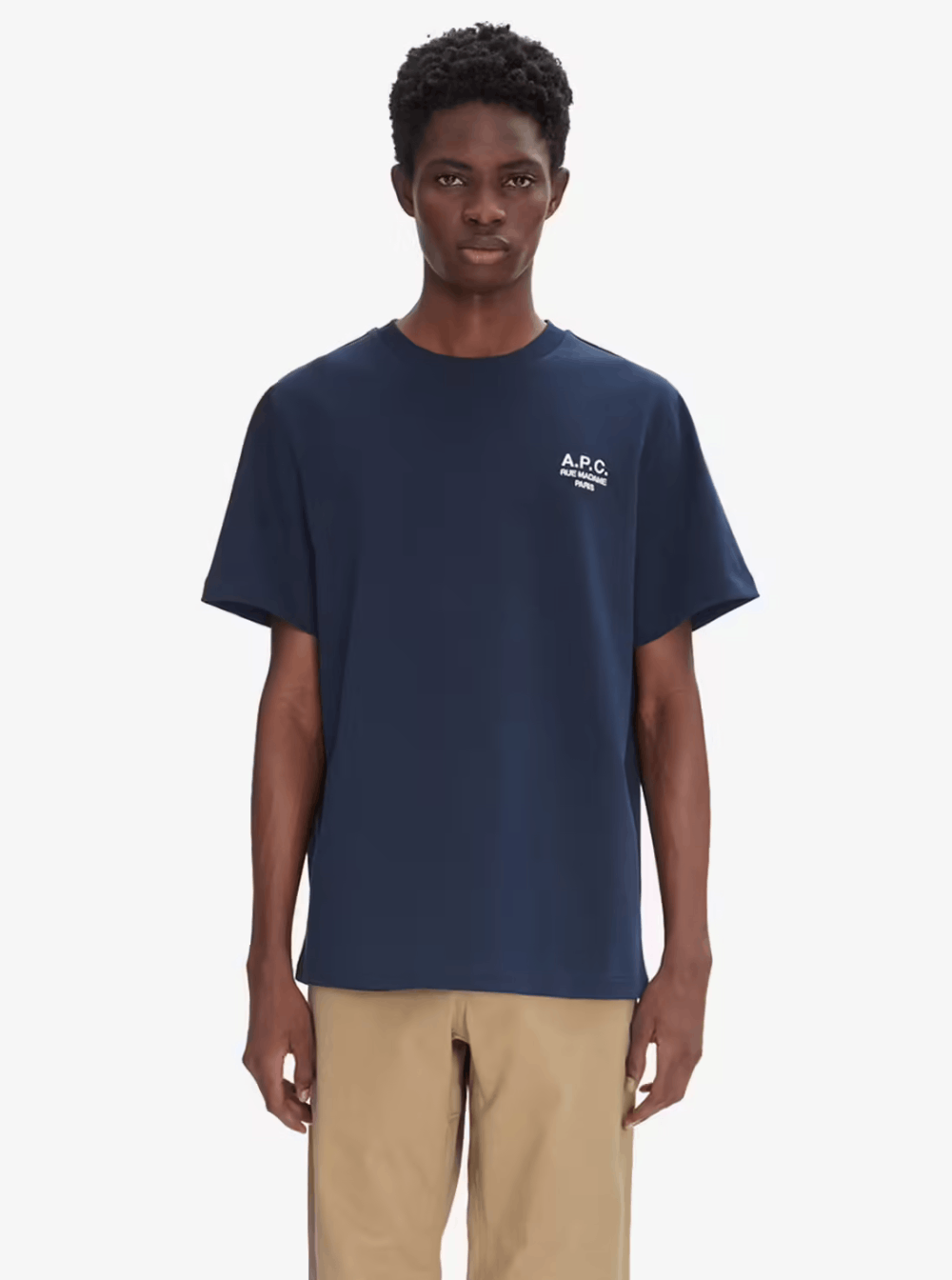 A.P.C. Blue Crew Neck T-shirt with Embroidered Logo on Front in Cotton Man Size US M / EU 48-50 / 2 - 4 Thumbnail
