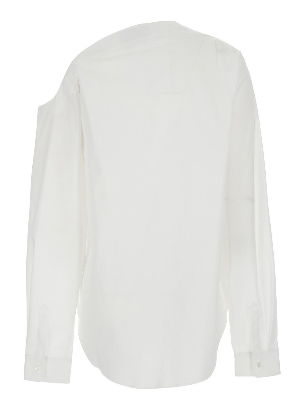 Coperni Shirt 'Heart' with Asymmetrical Buttoning and Chest Pocket in White Cotton for Women Size M / US 6-8 / IT 42-44 - 2 Thumbnail