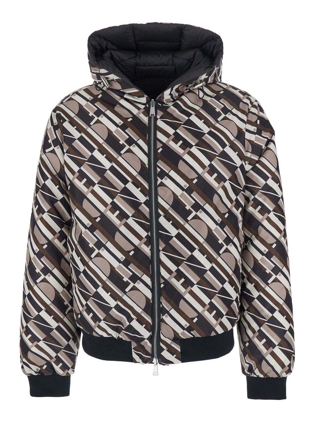 Fendi Reversible Puffer Jacket with Hood and Logo Patch on Front in Black Tech Fabric for Men Size US XL / EU 56 / 4 - 4 Thumbnail