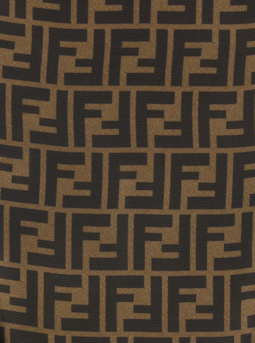 Fendi Brown Midi Flared Skirt with FF Motif All-Over for in Silk Women Size 28" / US 6 / IT 42 - 3 Thumbnail