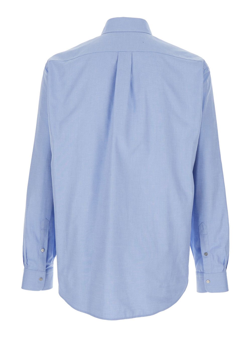 Fendi Light Blue Button-Down Collar Shirt with FF Embroidery on Front in Cotton for Men Size US S / EU 44-46 / 1 - 2 Thumbnail