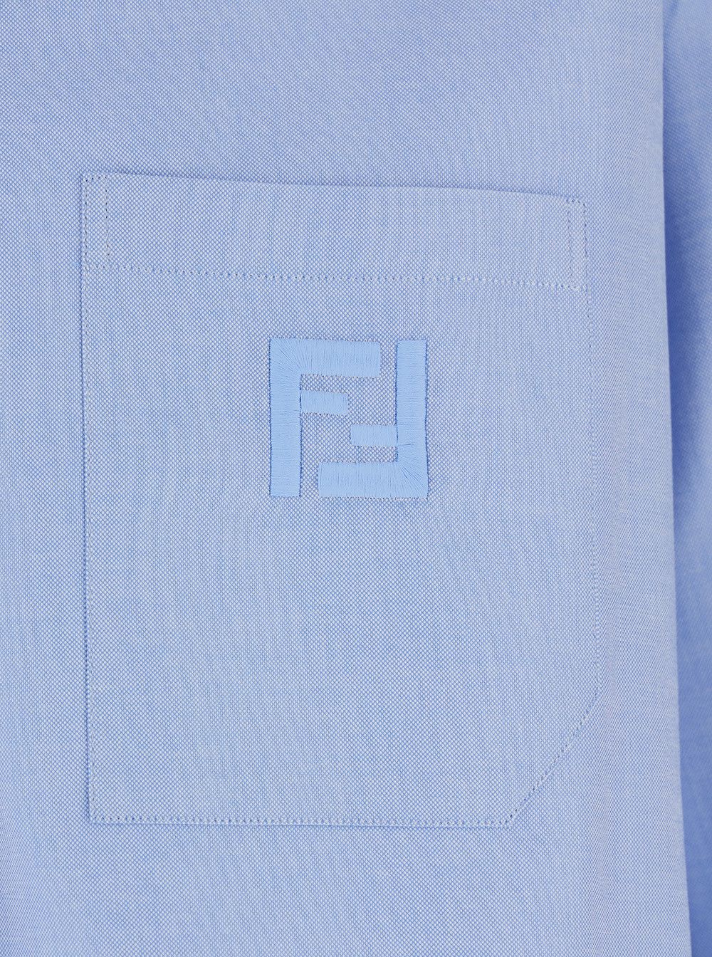 Fendi Light Blue Button-Down Collar Shirt with FF Embroidery on Front in Cotton for Men Size US S / EU 44-46 / 1 - 3 Thumbnail