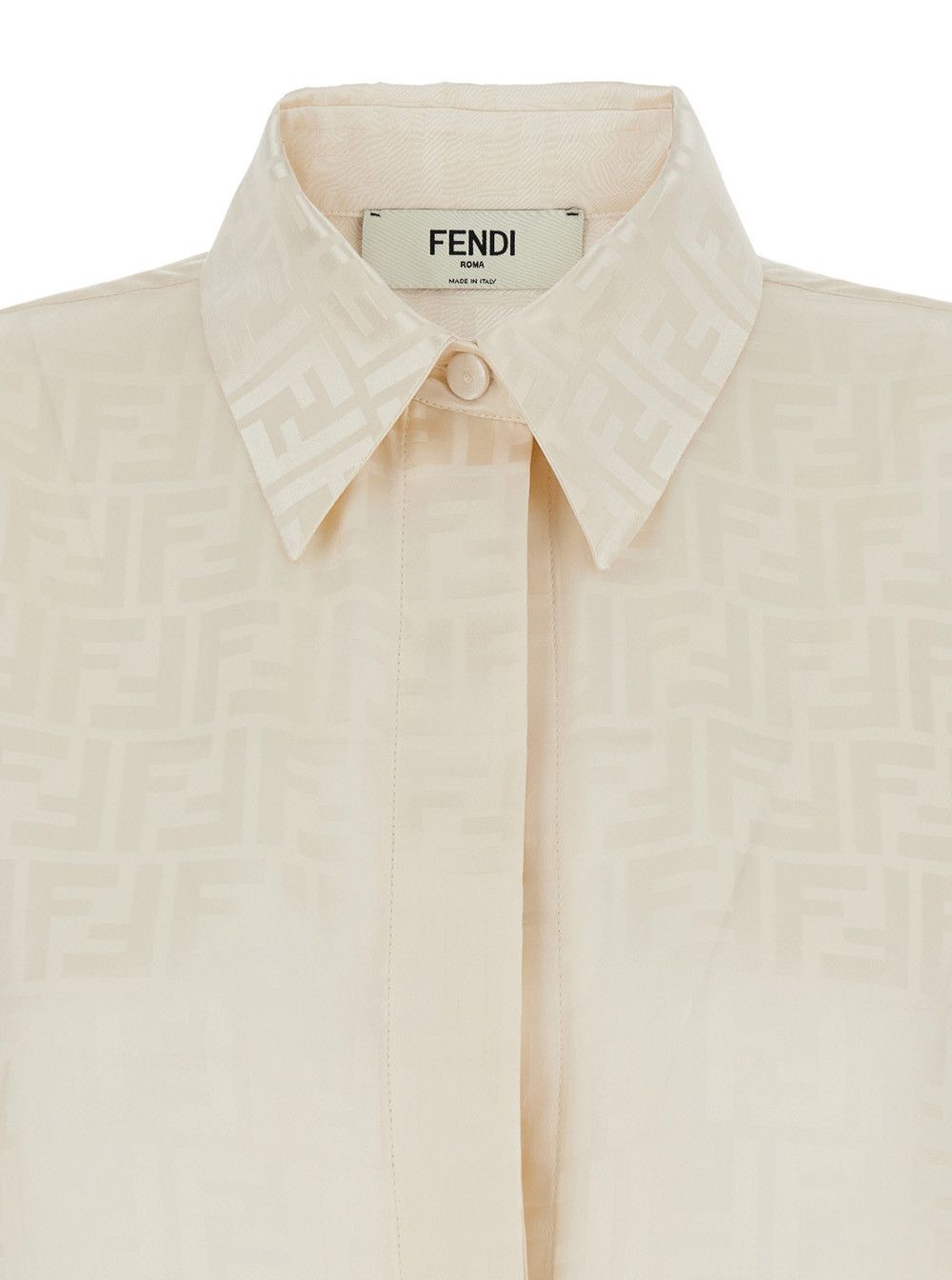 Fendi White Shirt with Pointed Collar and FF Motif in Silk Women Size M / US 6-8 / IT 42-44 - 3 Thumbnail