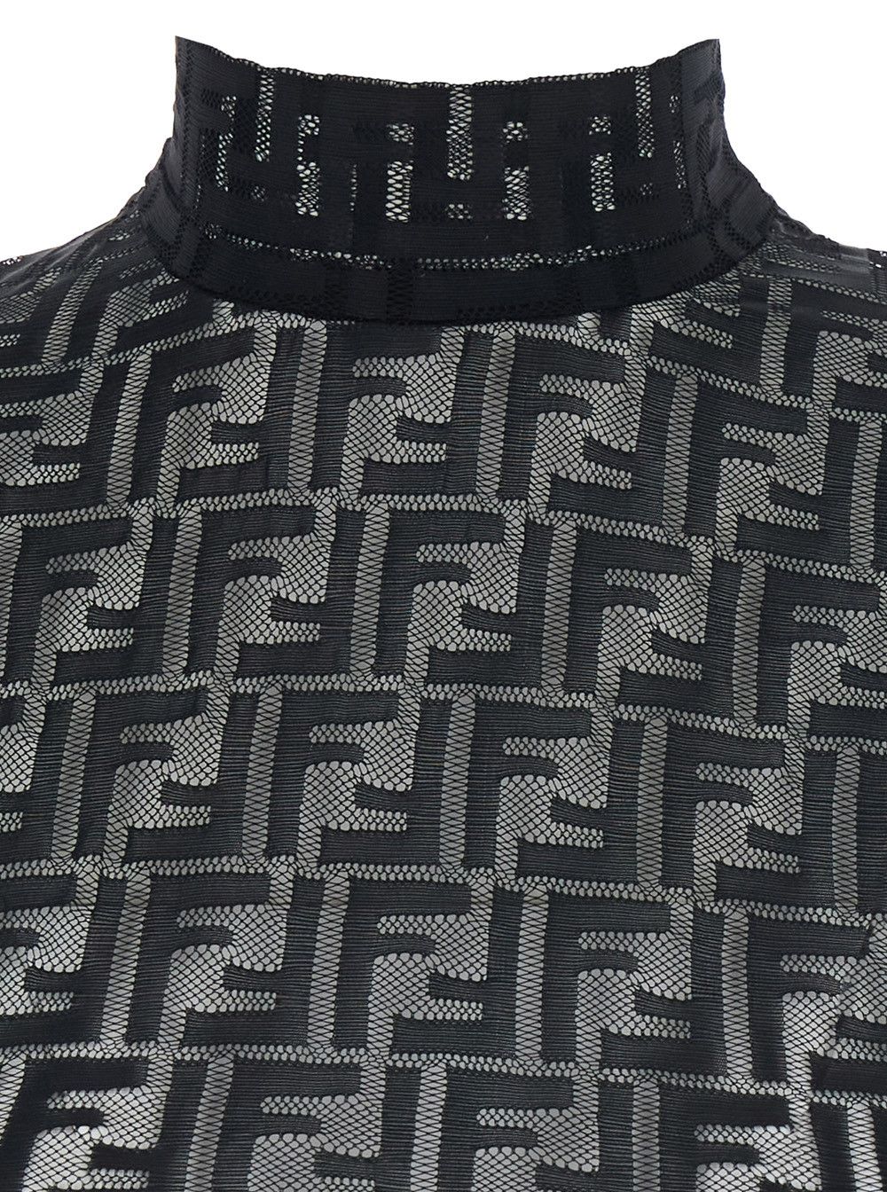 Fendi Black Sleeveless Crew Neck Top with Zip Closure on the Back and All-Over FF Motif in Stretch Tech Fabric for Women Size M / US 6-8 / IT 42-44 - 3 Thumbnail