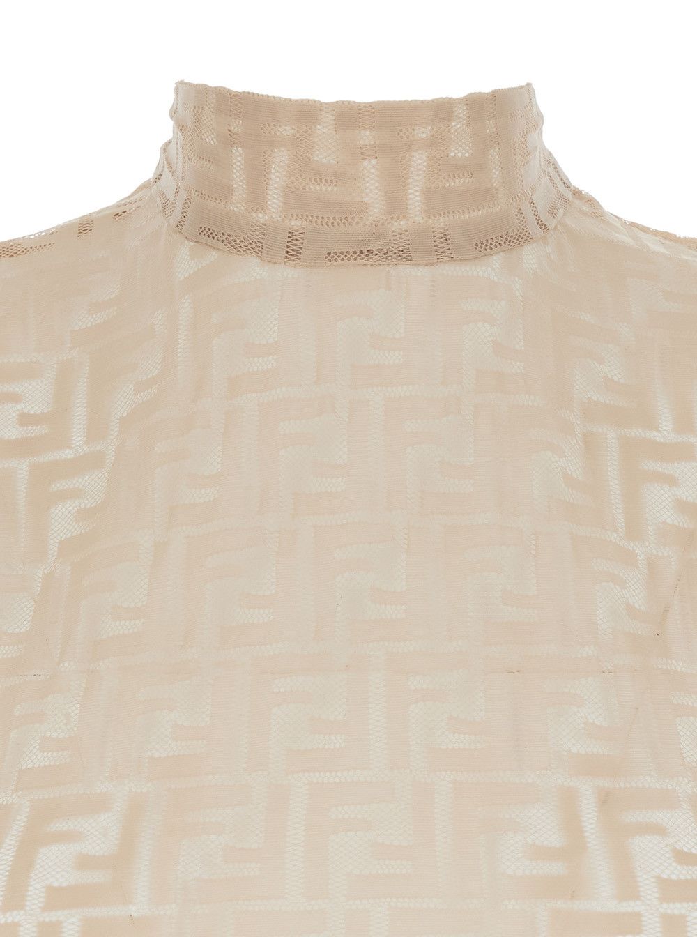 Fendi Sleeveless Crew Neck Top with Zip Closure on the Back and All-Over FF Motif in White Stretch Tech Fabric for Women Size M / US 6-8 / IT 42-44 - 3 Thumbnail