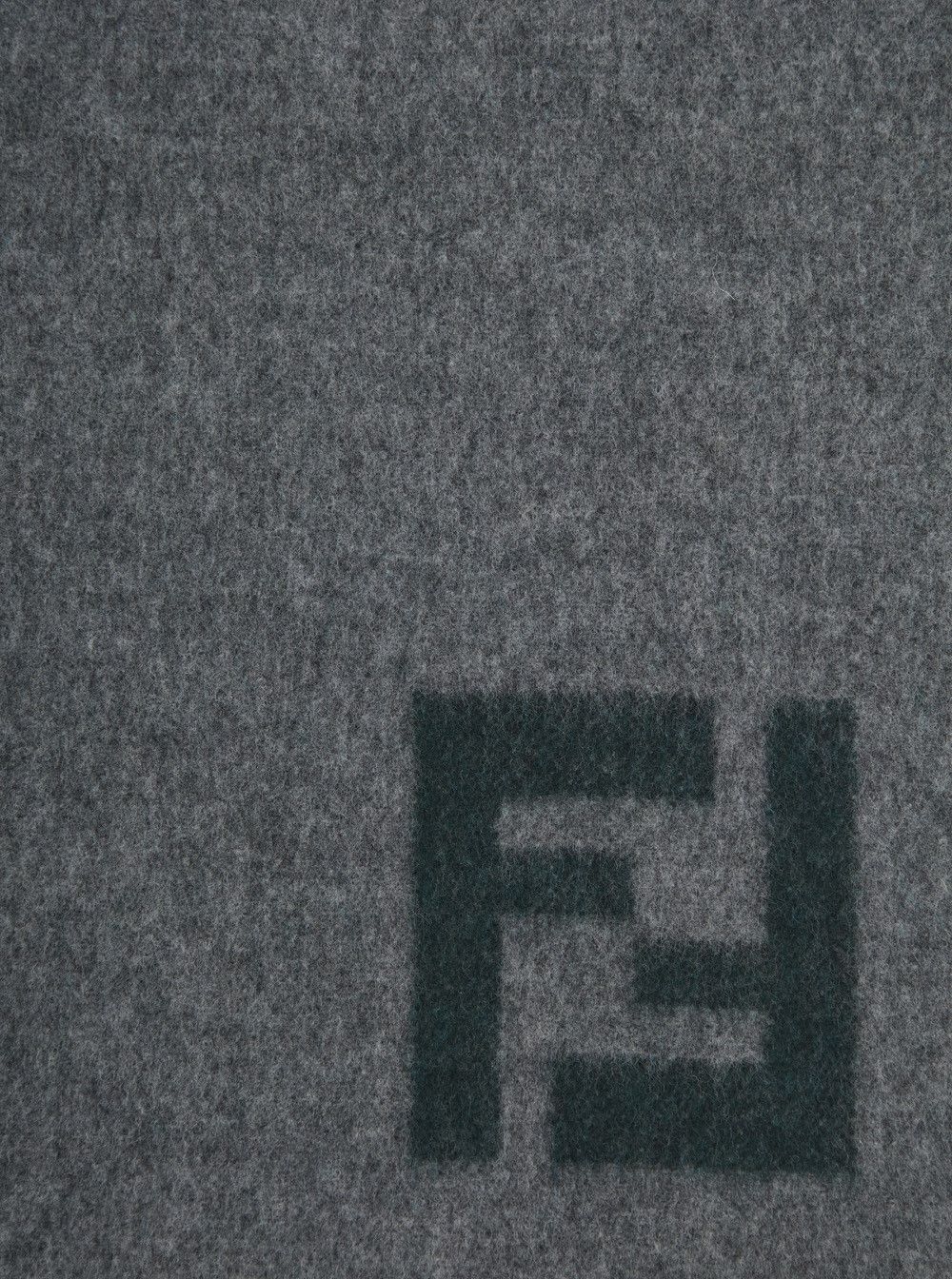 Fendi Gray 'FF' Scarf with Fringed Edge and FF Embroidery on the Front in Wool and Cashmere for Men Size ONE SIZE - 3 Thumbnail