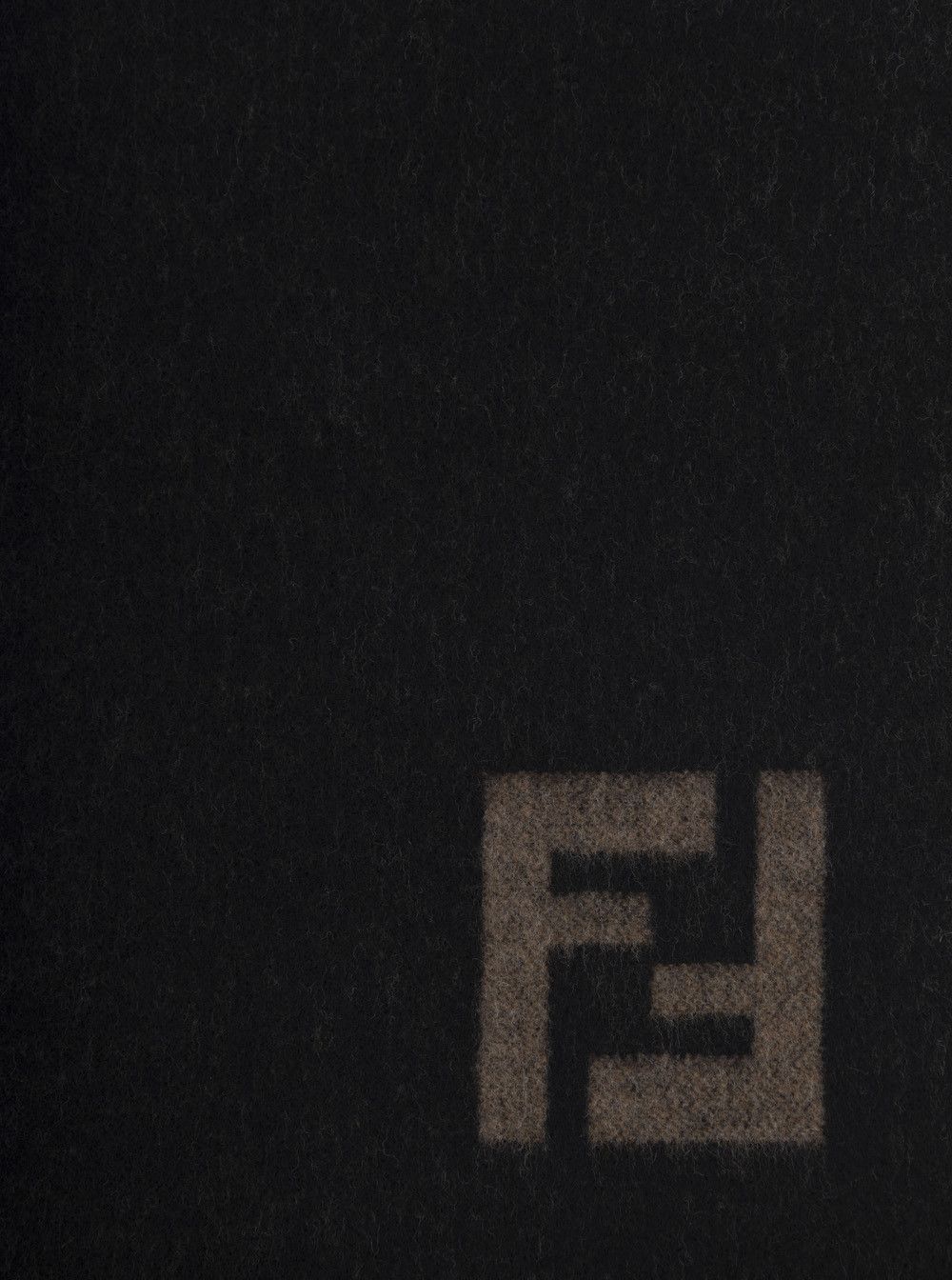 Fendi Fringed Edge Scarf with FF Embroidery on Front in Black Wool and Cashmere for Men Size ONE SIZE - 2 Thumbnail