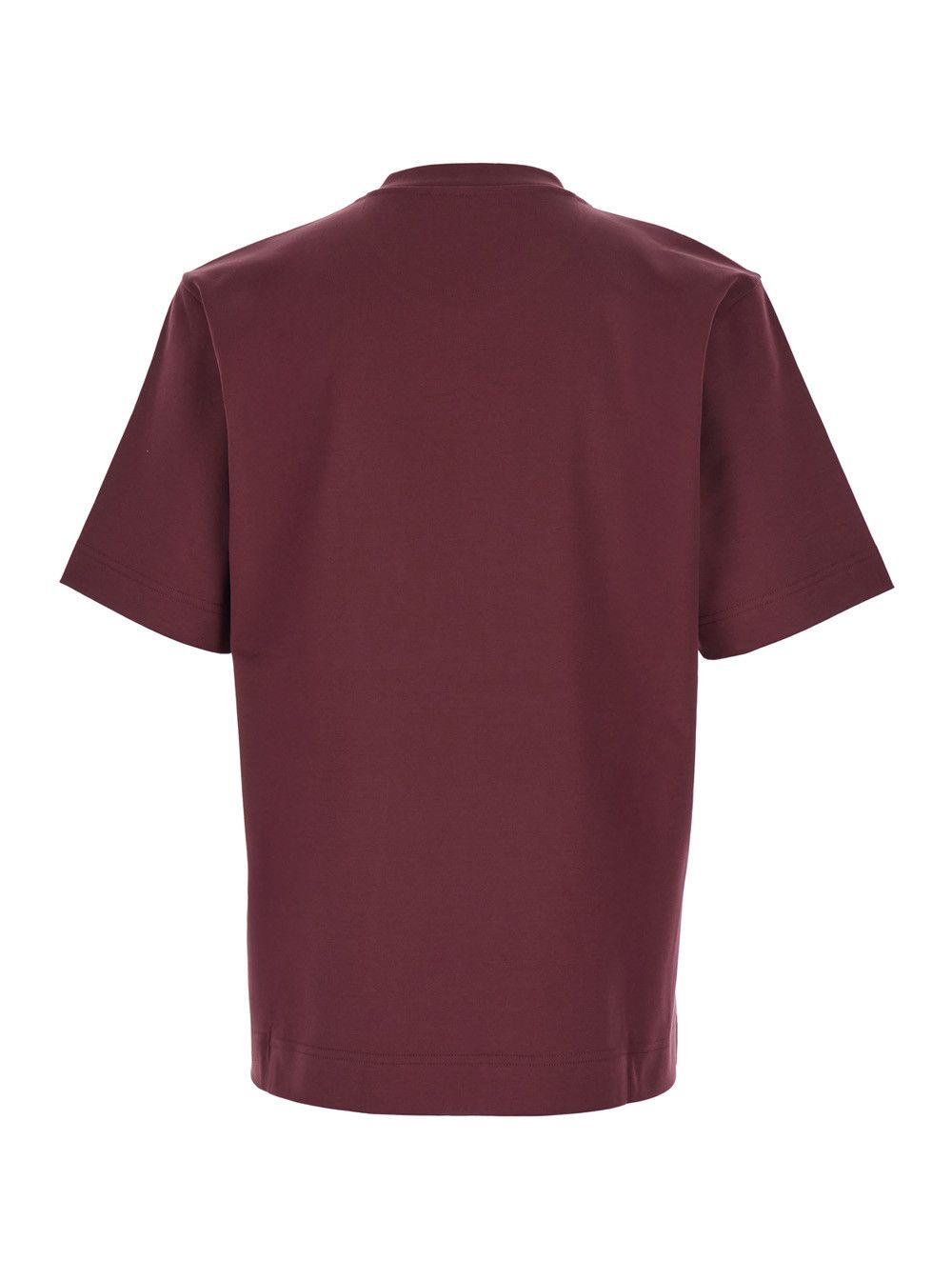 Fendi Bordeaux Crew Neck T-Shirt with FF Plate on the Front in Cotton Man Size US L / EU 52-54 / 3 - 2 Thumbnail
