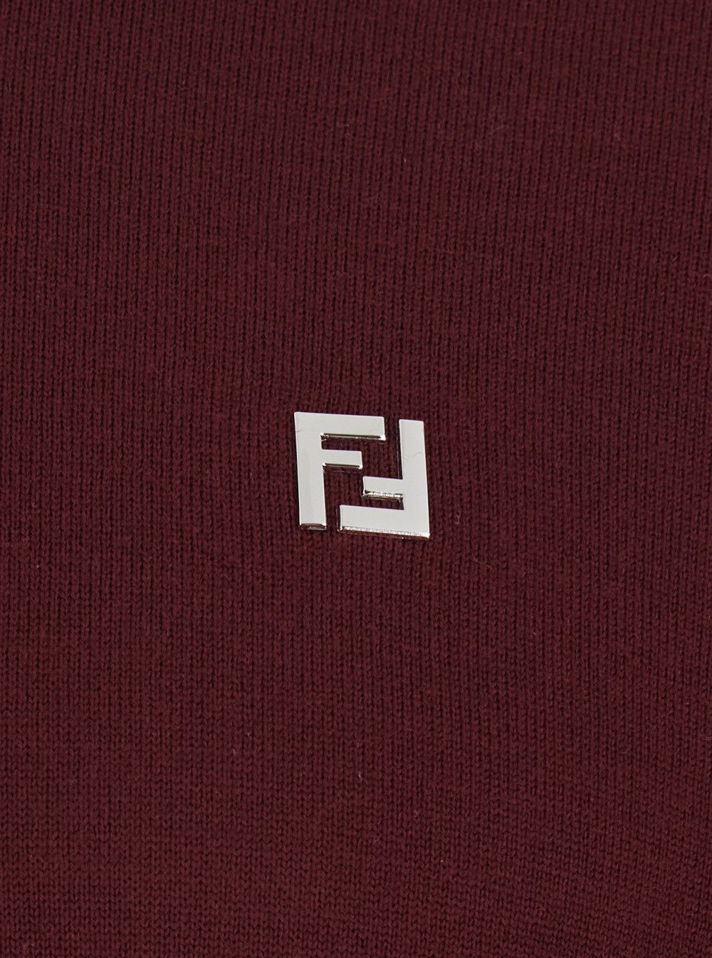 Fendi Bordeaux Long Sleeve Polo with Classic Collar and FF Plate on the Front in Wool for Men Size US XL / EU 56 / 4 - 3 Thumbnail