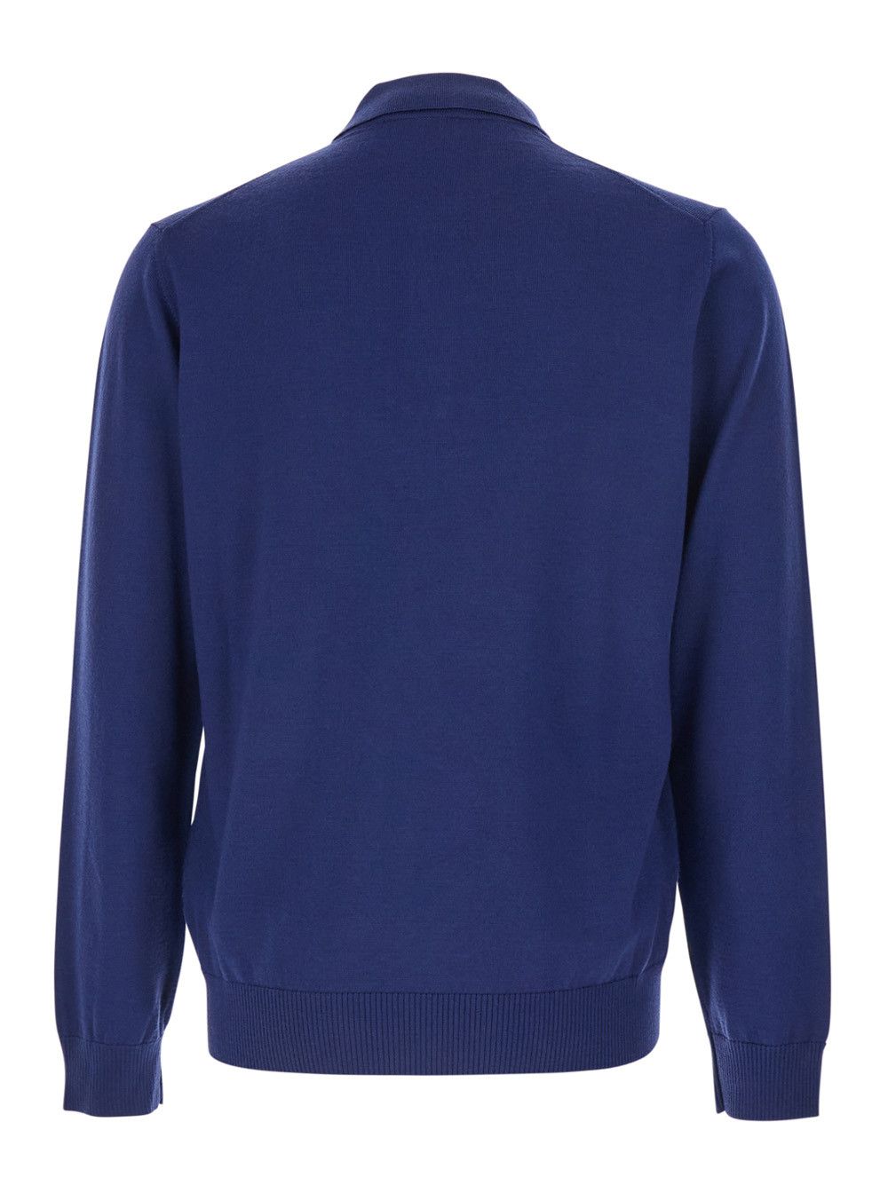 Fendi Blue Long Sleeve Polo with Classic Collar and FF Plate on the Front in Wool for Men Size US L / EU 52-54 / 3 - 2 Thumbnail