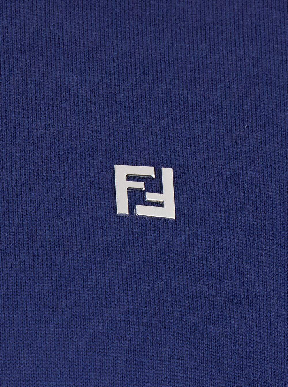 Fendi Blue Long Sleeve Polo with Classic Collar and FF Plate on the Front in Wool for Men Size US XL / EU 56 / 4 - 3 Thumbnail