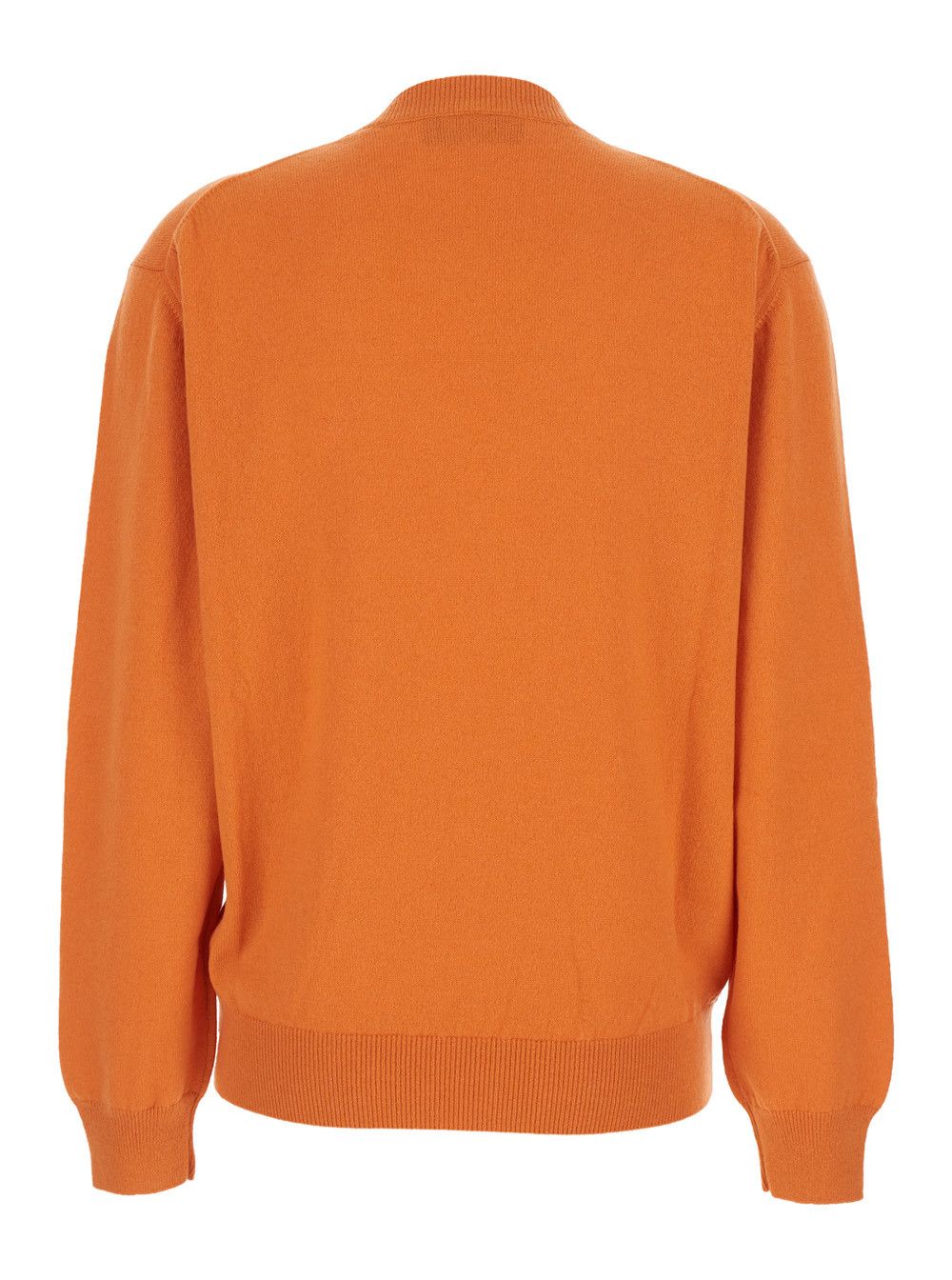 Fendi Orange Oversized Sweater with V-Neck and Logo Lettering Embroidery in Cashmere for Women Size M / US 6-8 / IT 42-44 - 2 Thumbnail