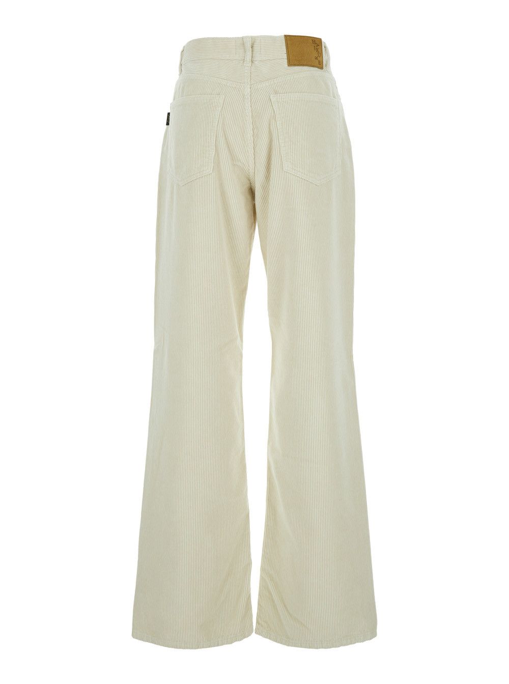 Haikure 'Korea' White Pants with Logo Patch on the Rear and Wide Leg in Corduroy Woman Size 29" - 2 Thumbnail