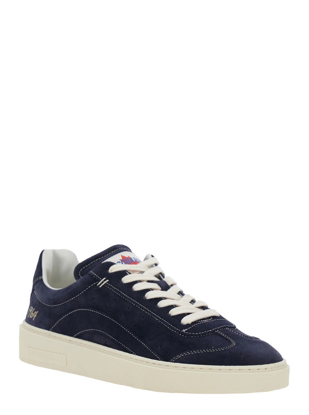 Dsquared2 Low Top Sneaker 'DSQUARED2' with Logo Patch on the Tongue and Lettering Logo on the Heel in Blue Suede for Men Size US 7 / EU 40 - 2 Thumbnail
