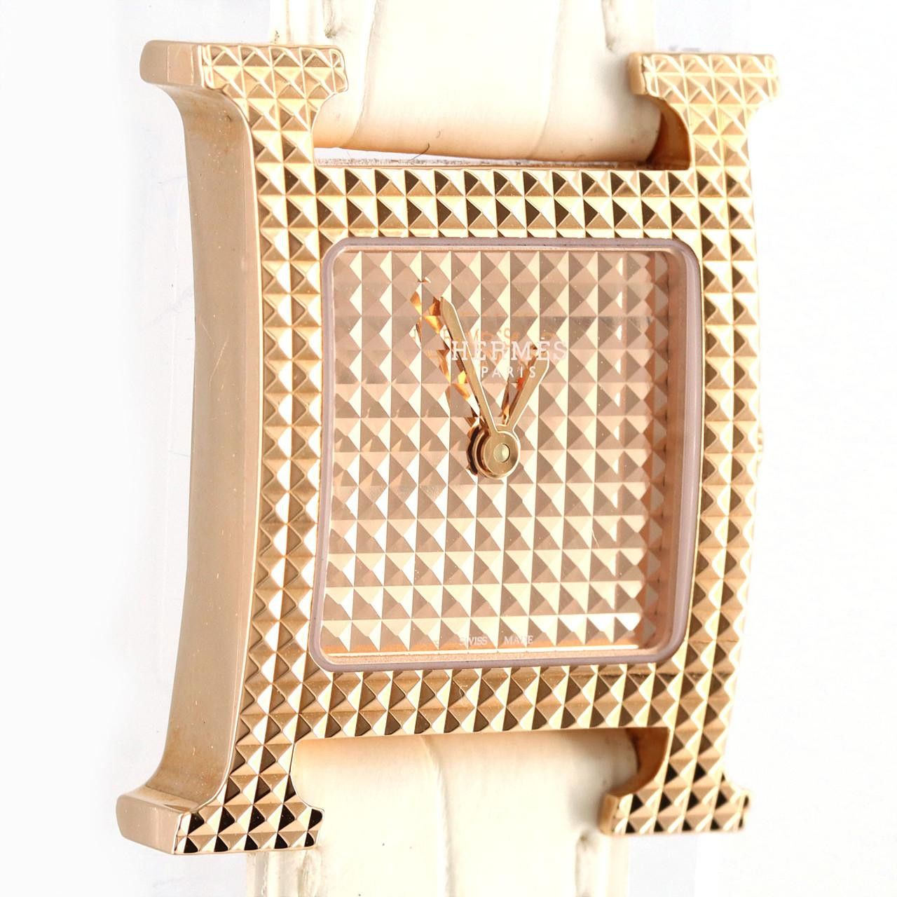 Hermes Hermes Hermes H Watch Au750 Quartz Crocodile skin Quartz DUTY FREE for USA Size ONE SIZE - 4 Thumbnail