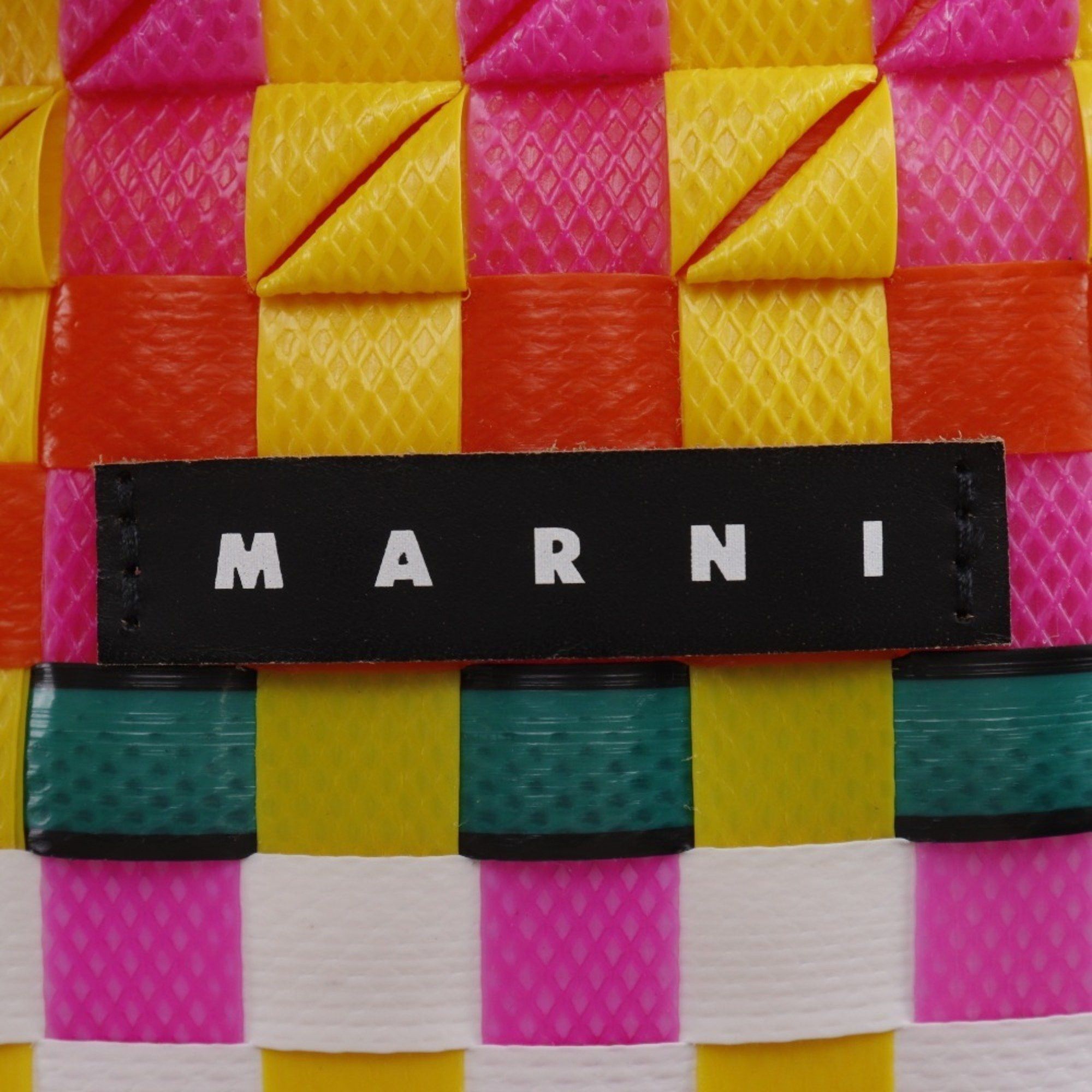 Marni MARNI Pod Woven Bucket Handbag with One Handle, M00332 M00IW, Polypropylene, Orange/Multicolor, Open, Women's Size ONE SIZE - 12 Thumbnail