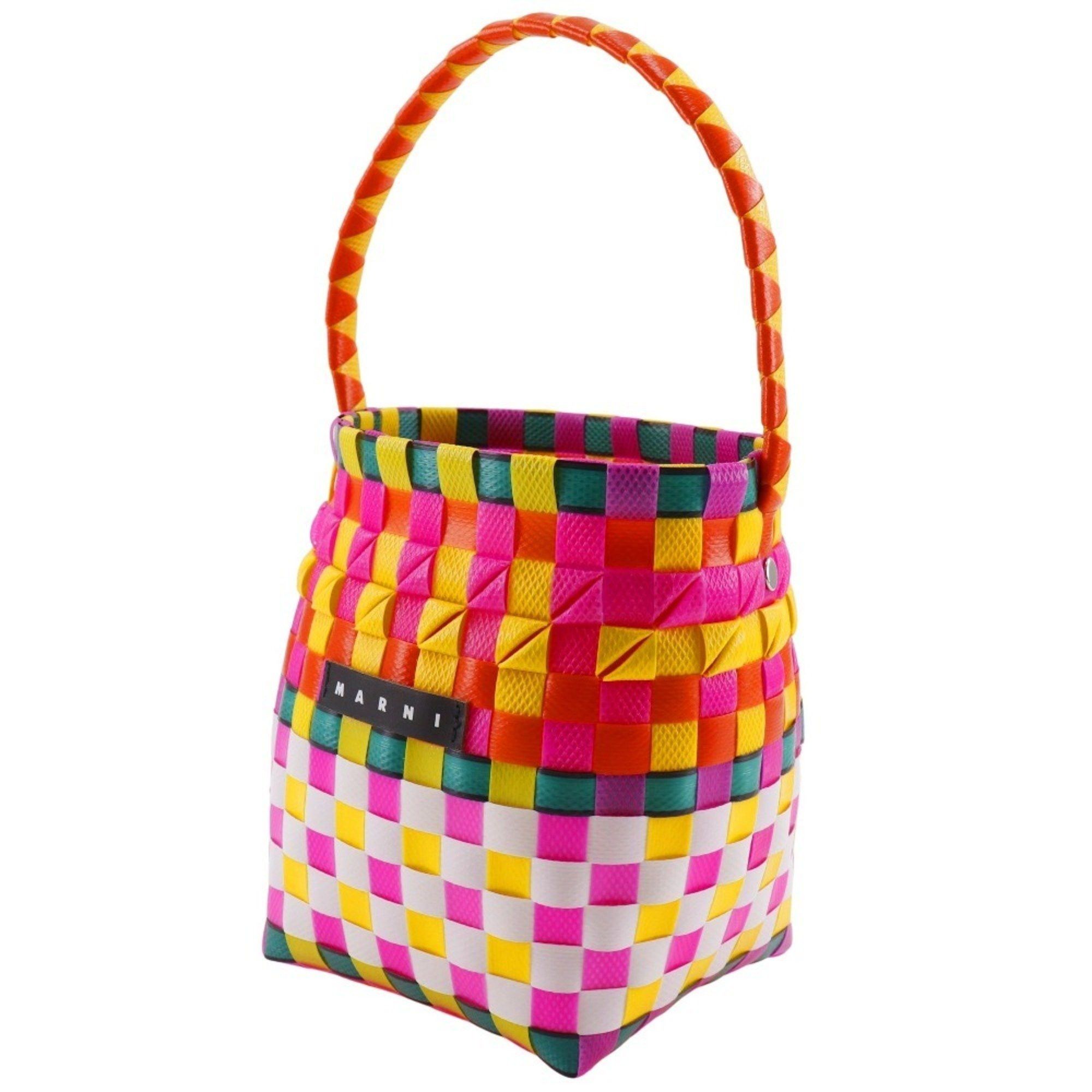 Marni MARNI Pod Woven Bucket Handbag with One Handle, M00332 M00IW, Polypropylene, Orange/Multicolor, Open, Women's Size ONE SIZE - 2 Thumbnail
