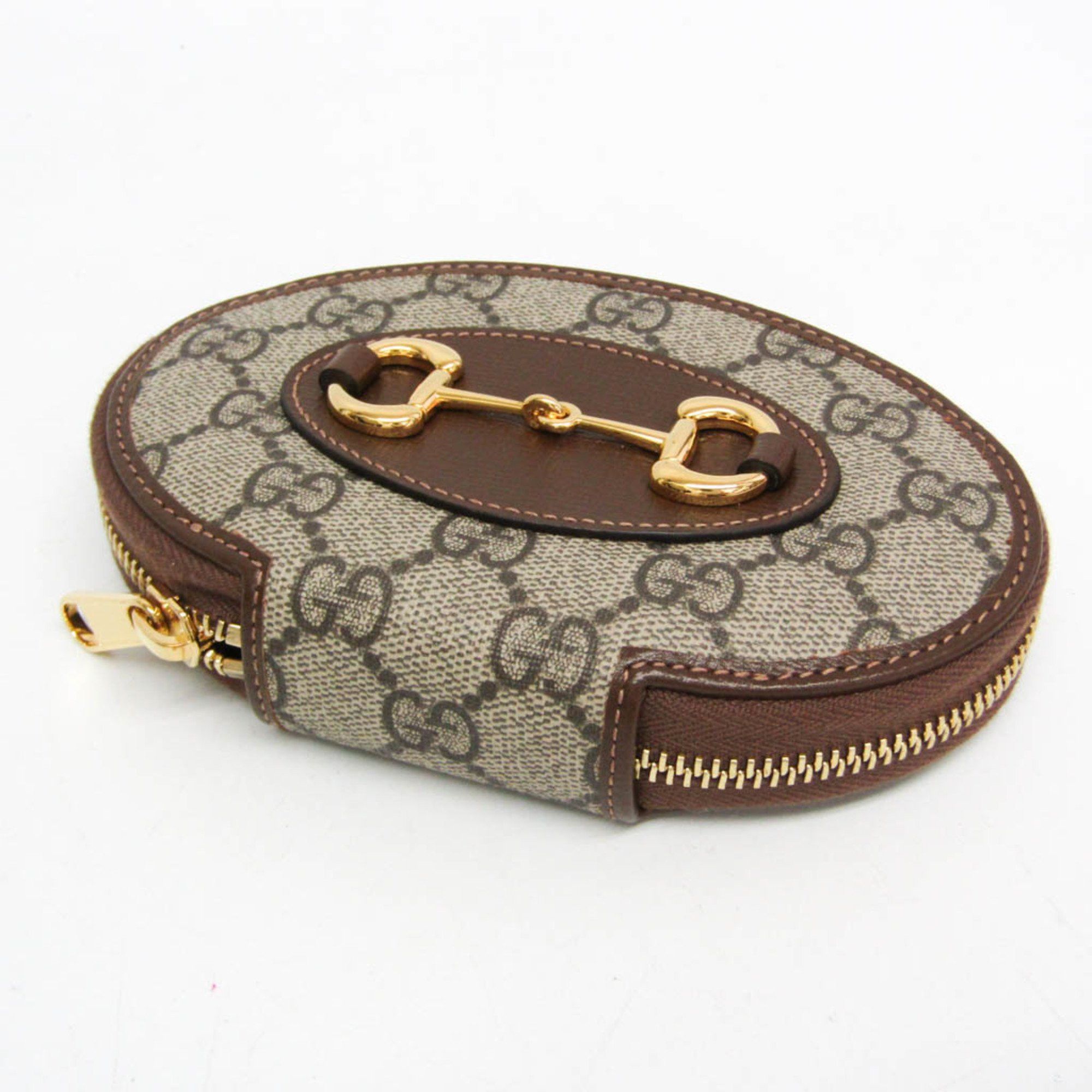 Gucci Gucci GG Supreme Horsebit 1955 622040 Women's Leather,PVC Coin Purse/coin Case Beige,Brown Size ONE SIZE - 5 Thumbnail