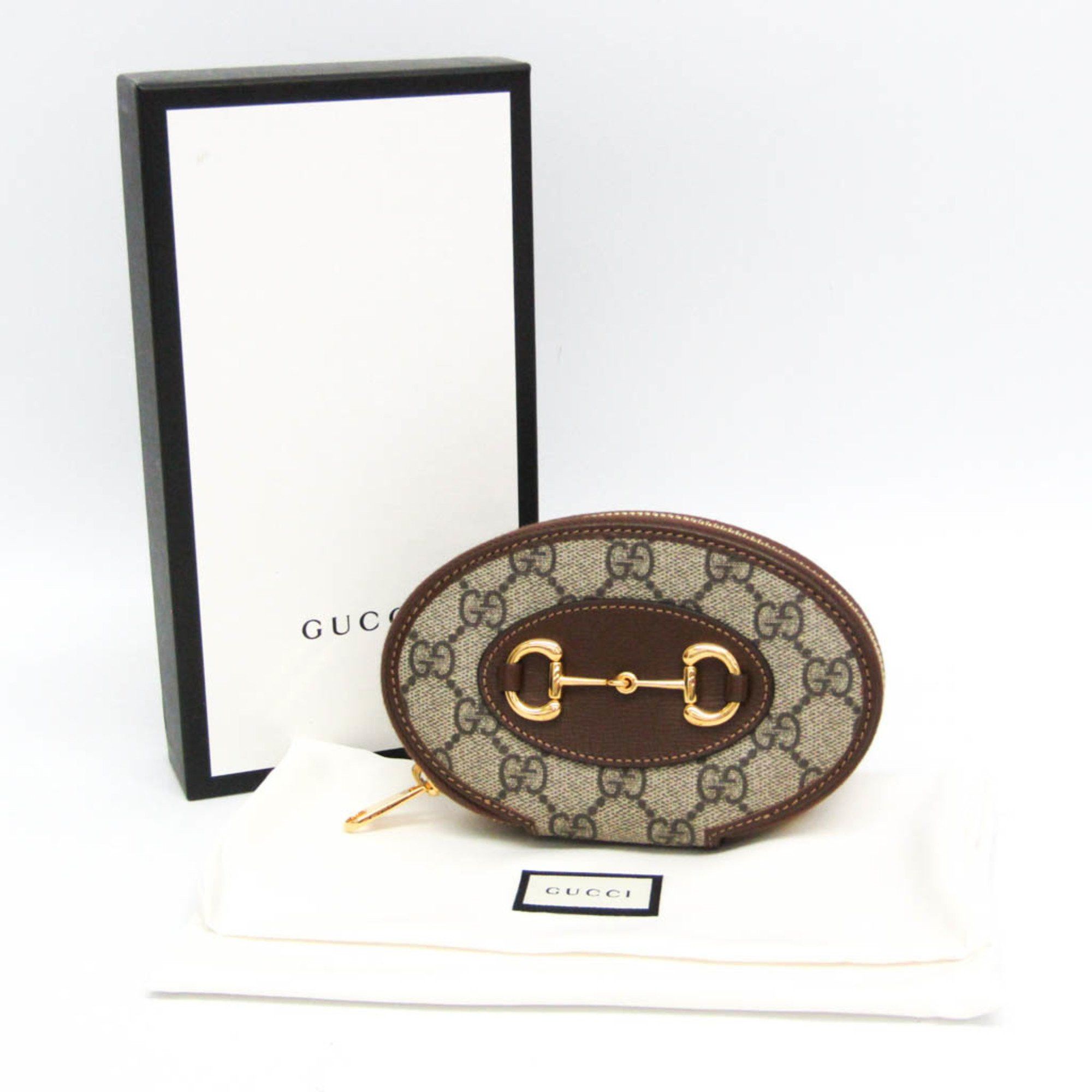 Gucci Gucci GG Supreme Horsebit 1955 622040 Women's Leather,PVC Coin Purse/coin Case Beige,Brown Size ONE SIZE - 2 Thumbnail