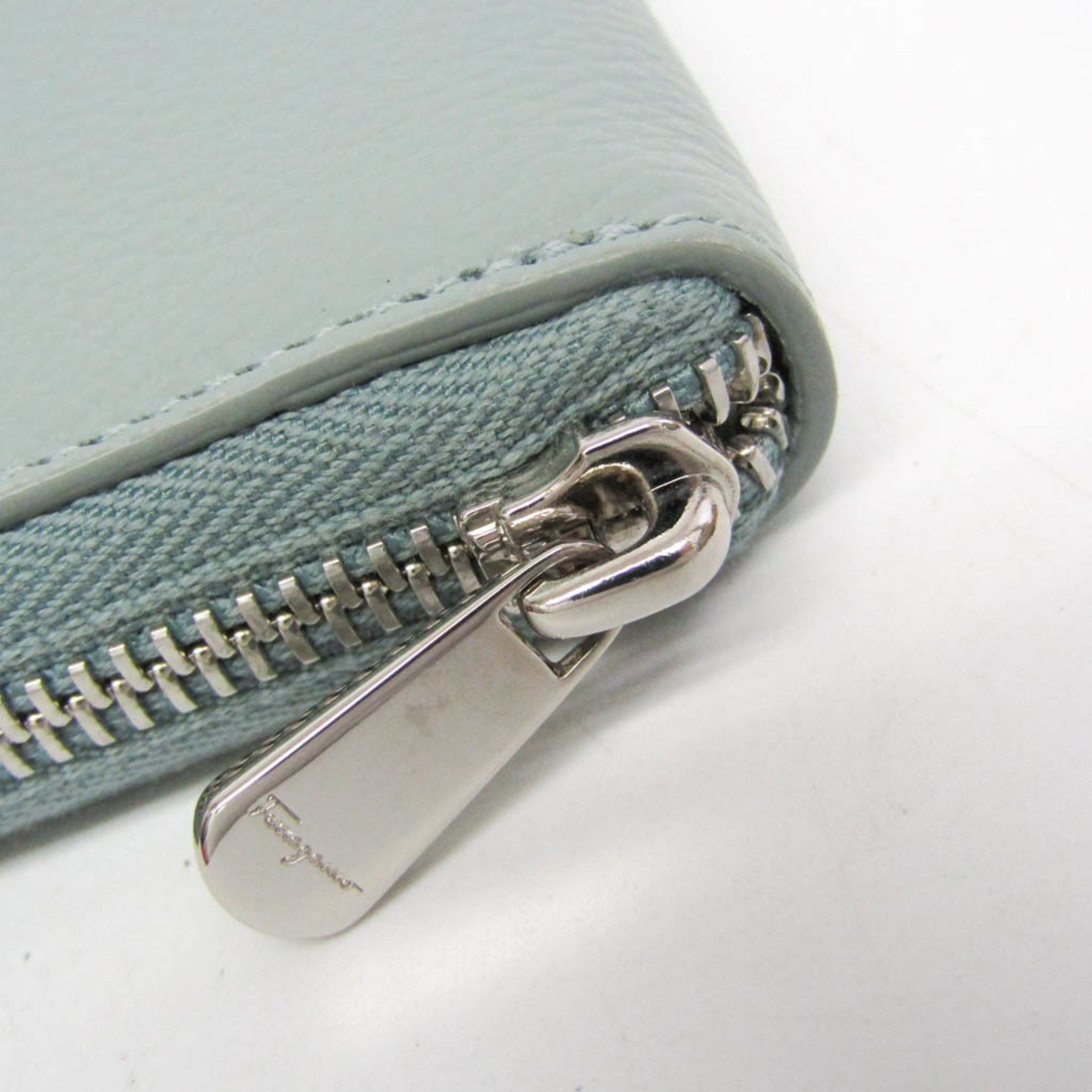 Salvatore Ferragamo Salvatore Ferragamo Gancini 22 0405 Women's Leather Long Wallet (bi-fold) Light Green Size ONE SIZE - 8 Thumbnail