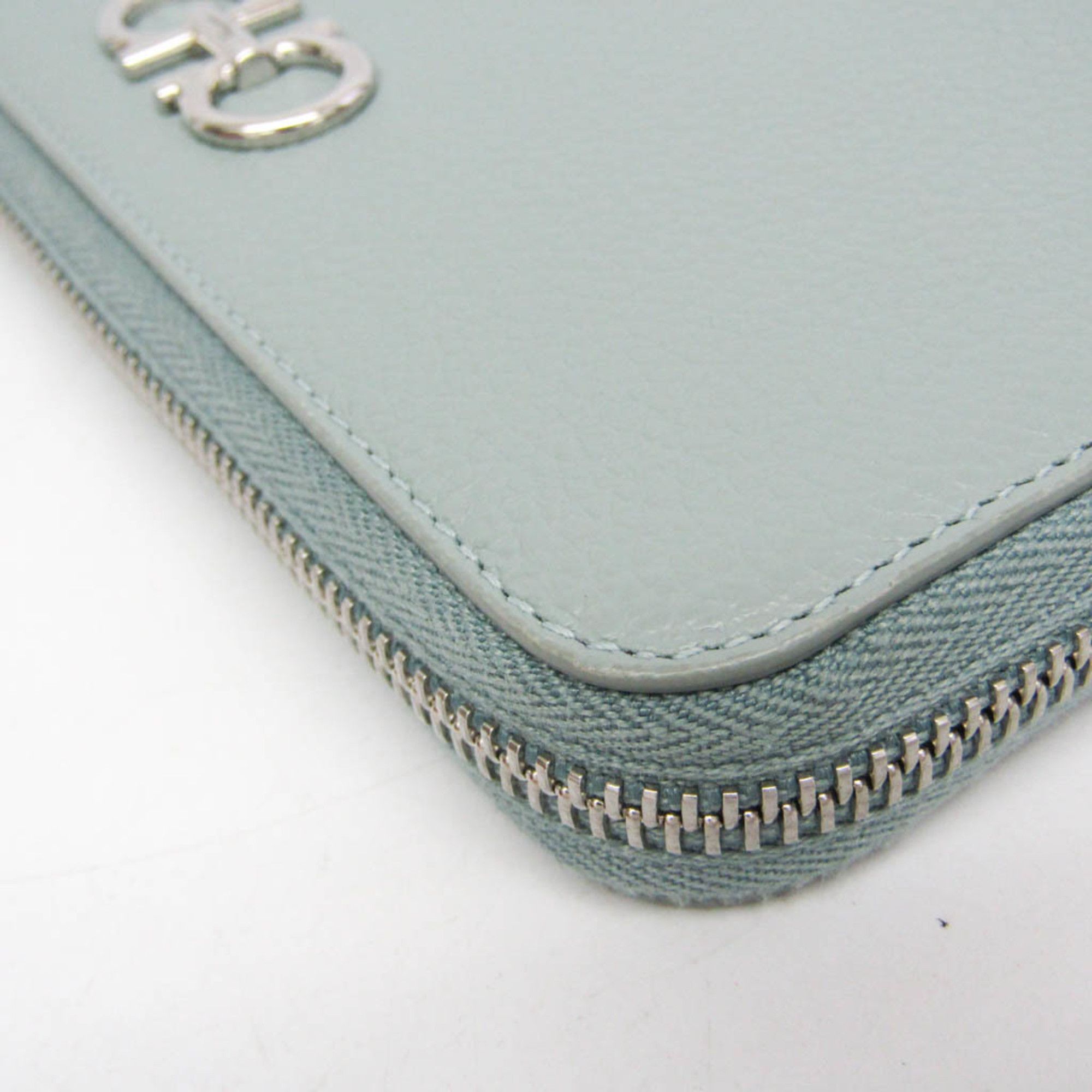 Salvatore Ferragamo Salvatore Ferragamo Gancini 22 0405 Women's Leather Long Wallet (bi-fold) Light Green Size ONE SIZE - 9 Thumbnail