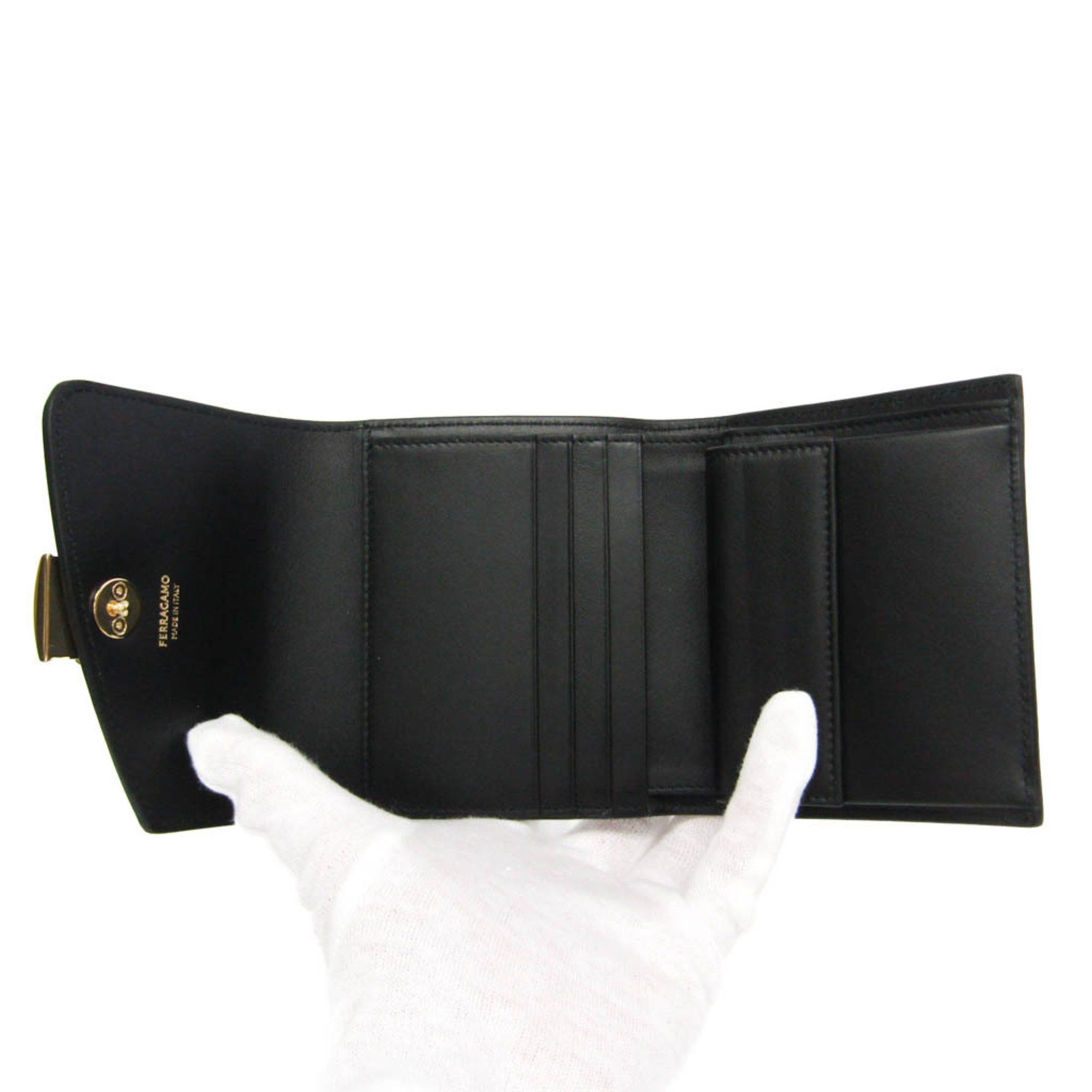 Salvatore Ferragamo Salvatore Ferragamo JL-22 0696 Women,Men Leather Wallet (tri-fold) Black Size ONE SIZE - 4 Thumbnail