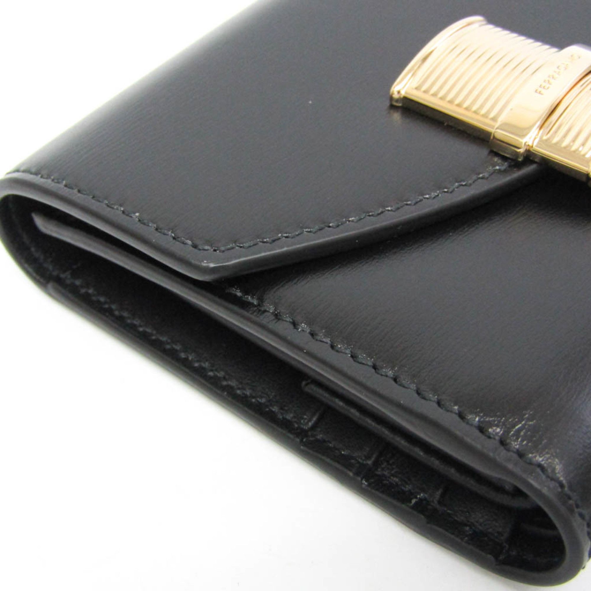 Salvatore Ferragamo Salvatore Ferragamo JL-22 0696 Women,Men Leather Wallet (tri-fold) Black Size ONE SIZE - 7 Thumbnail