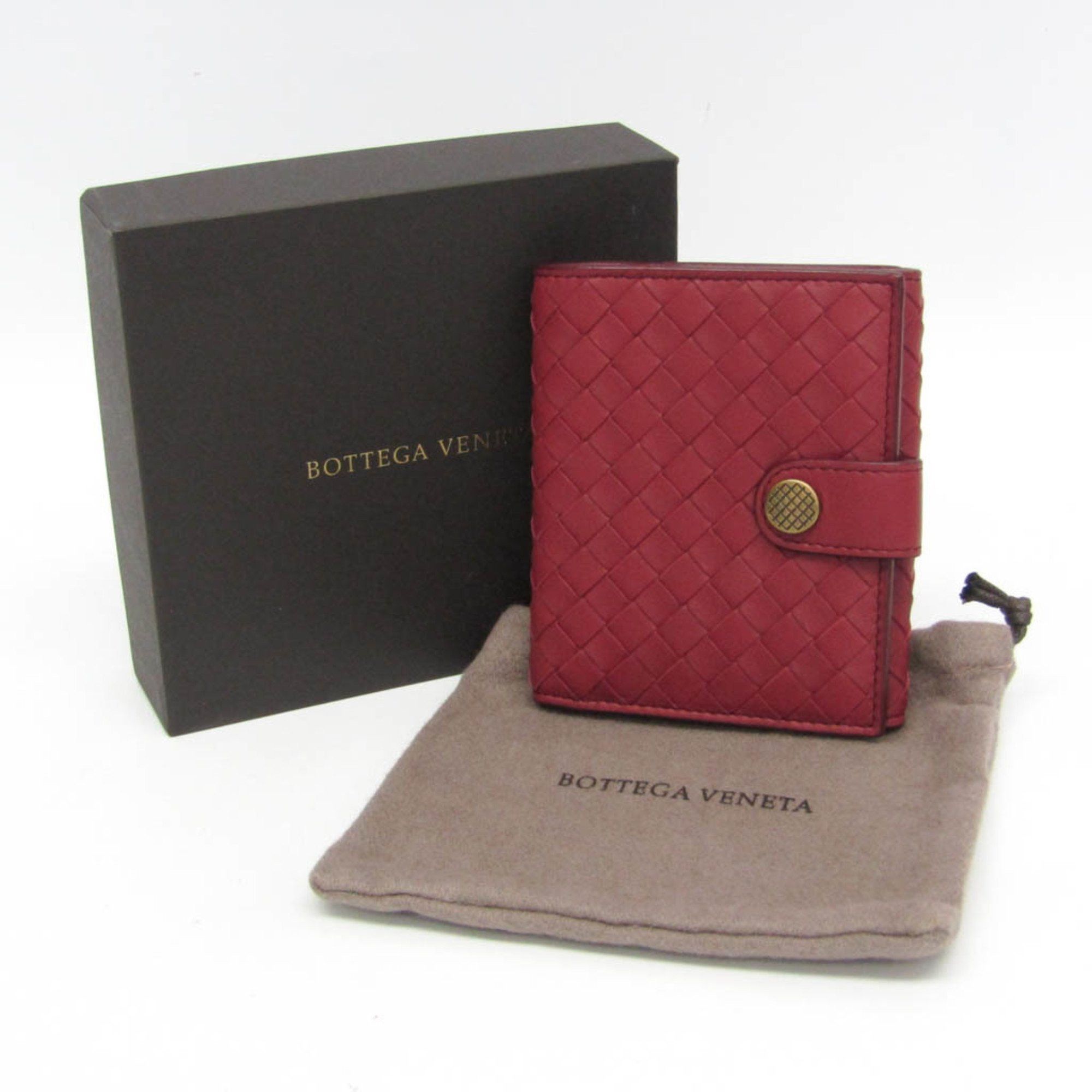 Bottega Veneta Bottega Veneta Intrecciato Compact Wallet Women,Men Leather Wallet (bi-fold) Red Color Size ONE SIZE - 2 Thumbnail