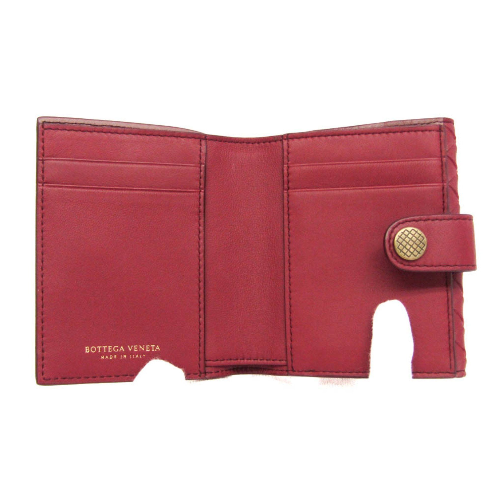 Bottega Veneta Bottega Veneta Intrecciato Compact Wallet Women,Men Leather Wallet (bi-fold) Red Color Size ONE SIZE - 4 Thumbnail