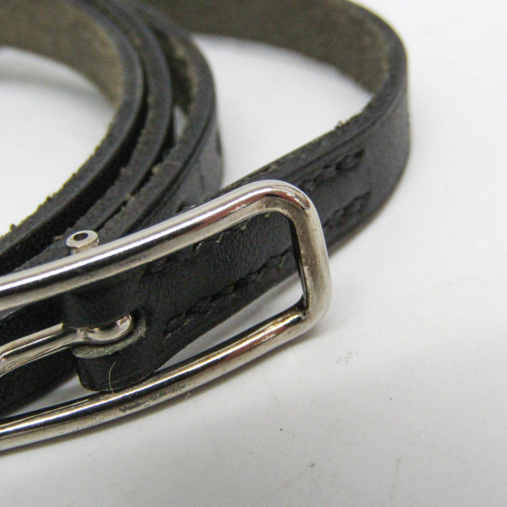 Hermes Hermes Hapi API I 4-strand Bracelet Choker Leather,Metal Bangle Silver,Black Size ONE SIZE - 6 Thumbnail