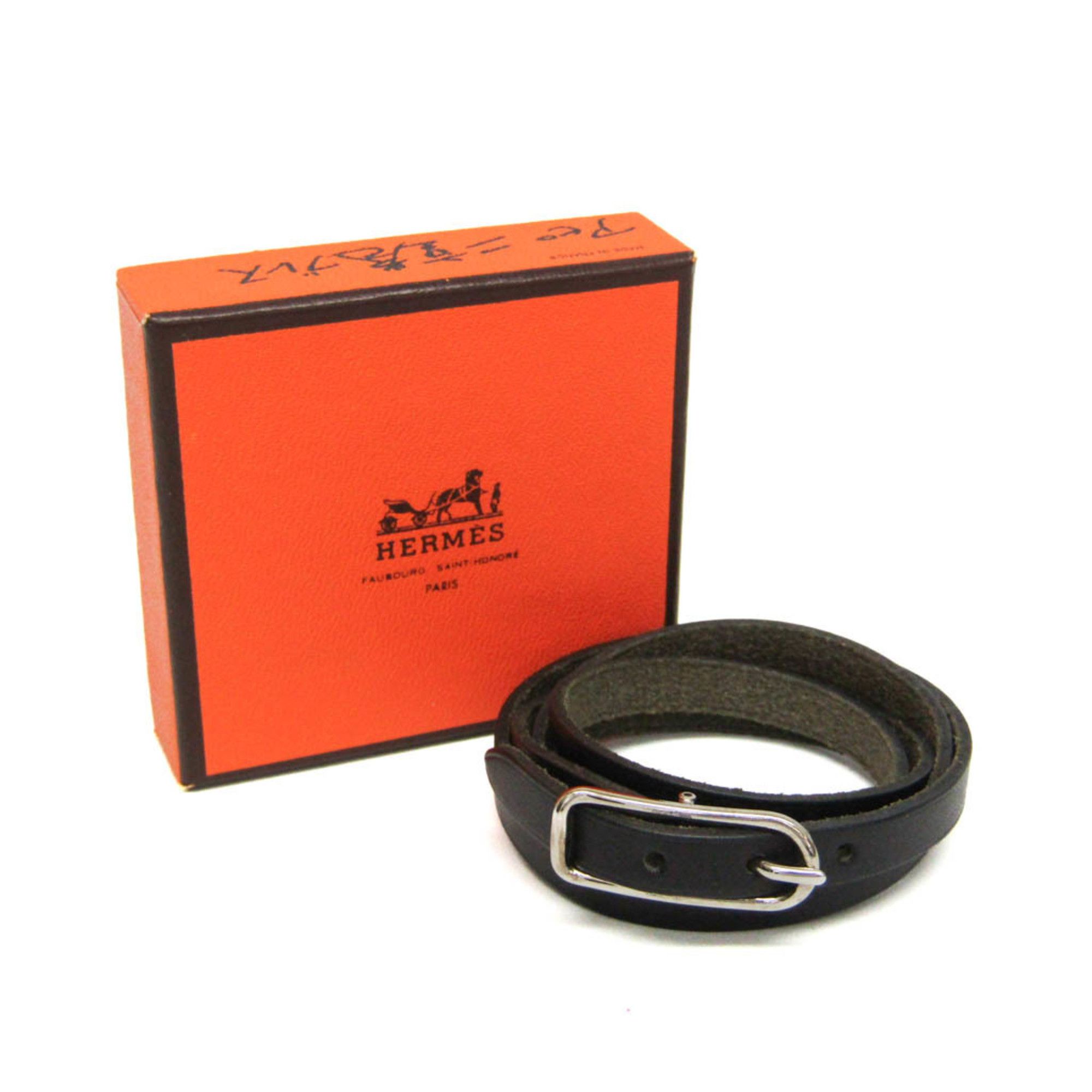 Hermes Hermes Hapi API I 4-strand Bracelet Choker Leather,Metal Bangle Silver,Black Size ONE SIZE - 2 Thumbnail
