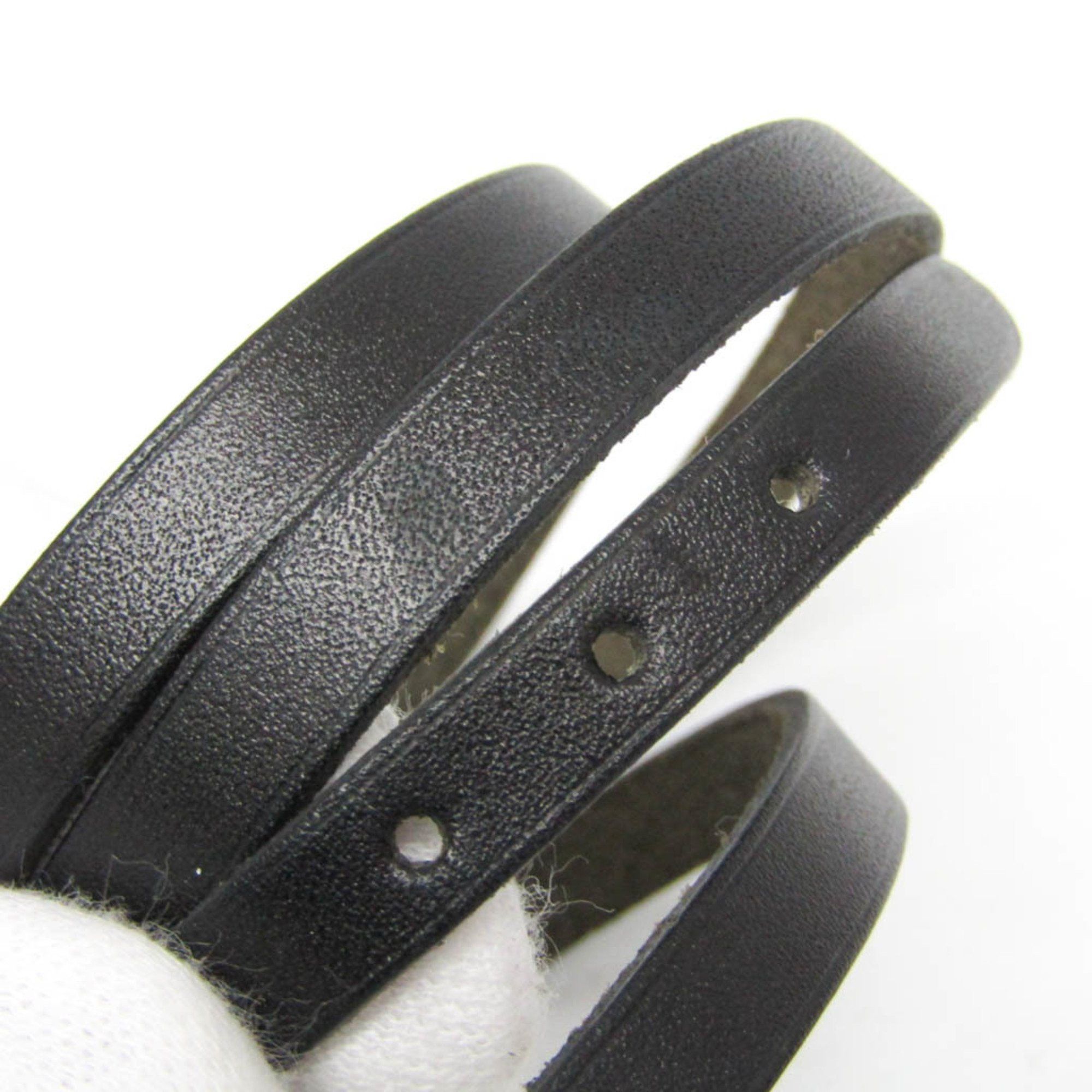 Hermes Hermes Hapi API I 4-strand Bracelet Choker Leather,Metal Bangle Silver,Black Size ONE SIZE - 8 Thumbnail