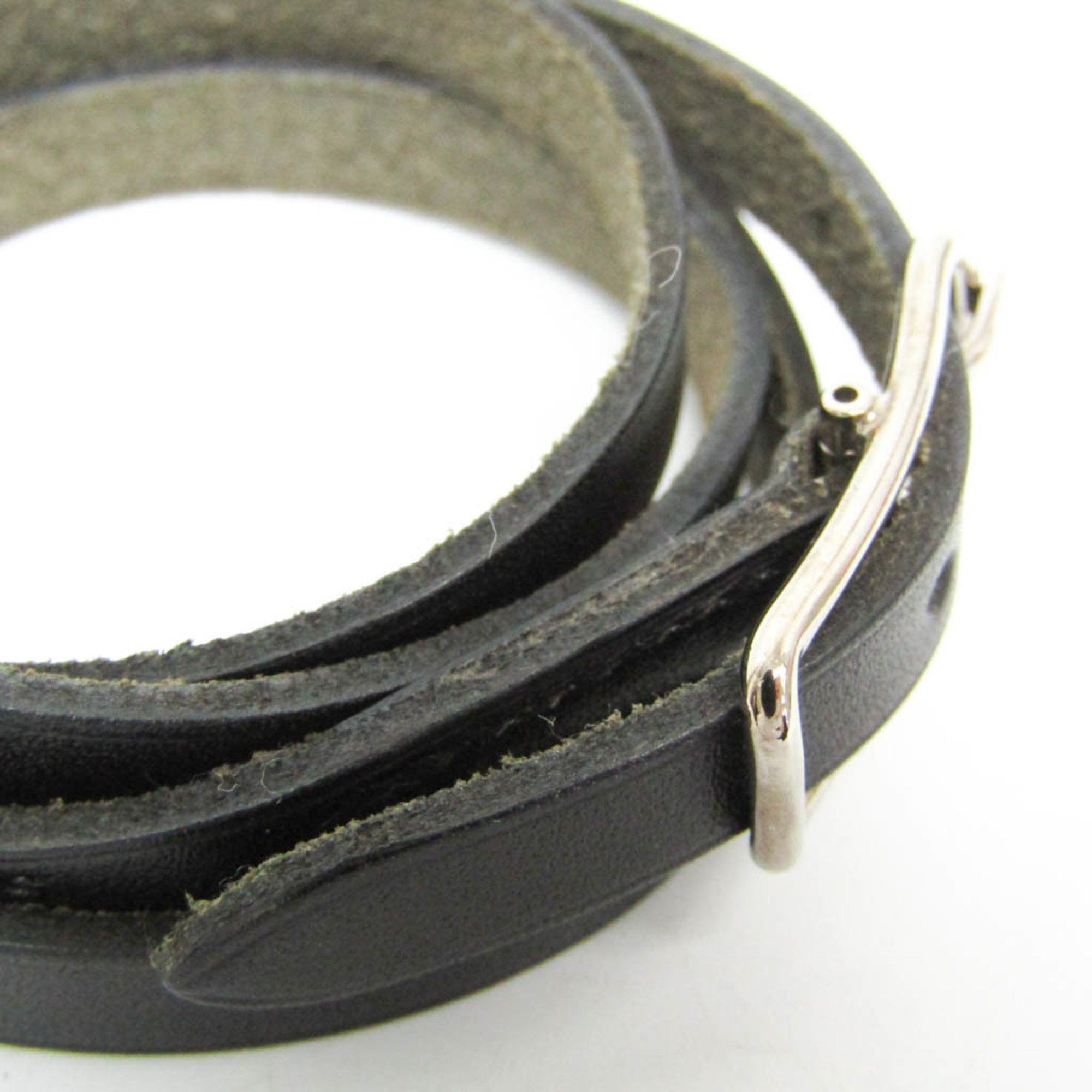 Hermes Hermes Hapi API I 4-strand Bracelet Choker Leather,Metal Bangle Silver,Black Size ONE SIZE - 5 Thumbnail