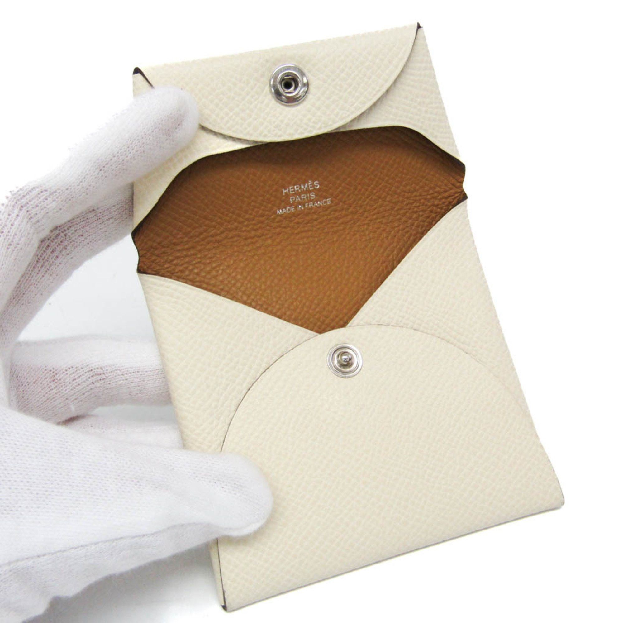 Hermes Hermes Bastia Verso Men,Women Epsom Leather Coin Purse/coin Case Beige,White Size ONE SIZE - 4 Thumbnail