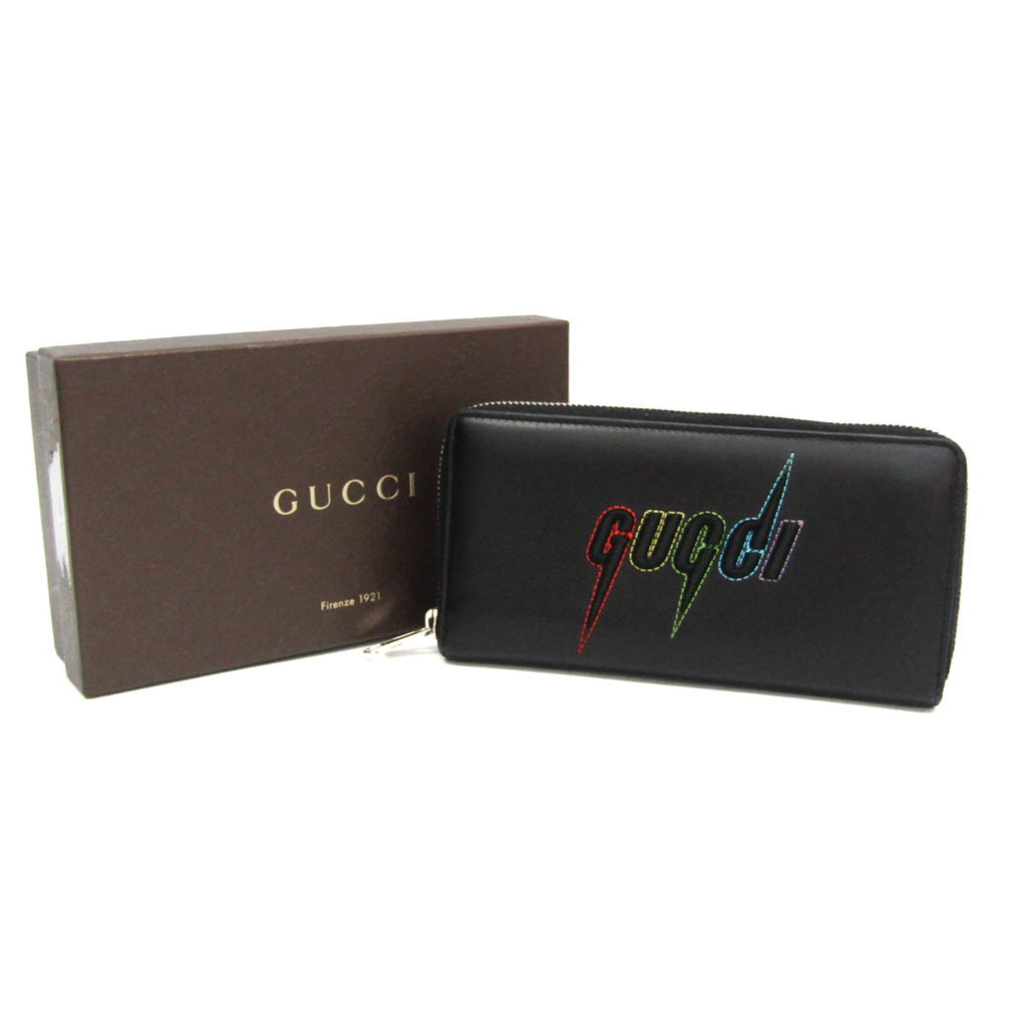 Gucci Gucci Blade Embroidery 597677 Men,Women Leather Long Wallet (bi-fold) Black Size ONE SIZE - 2 Thumbnail