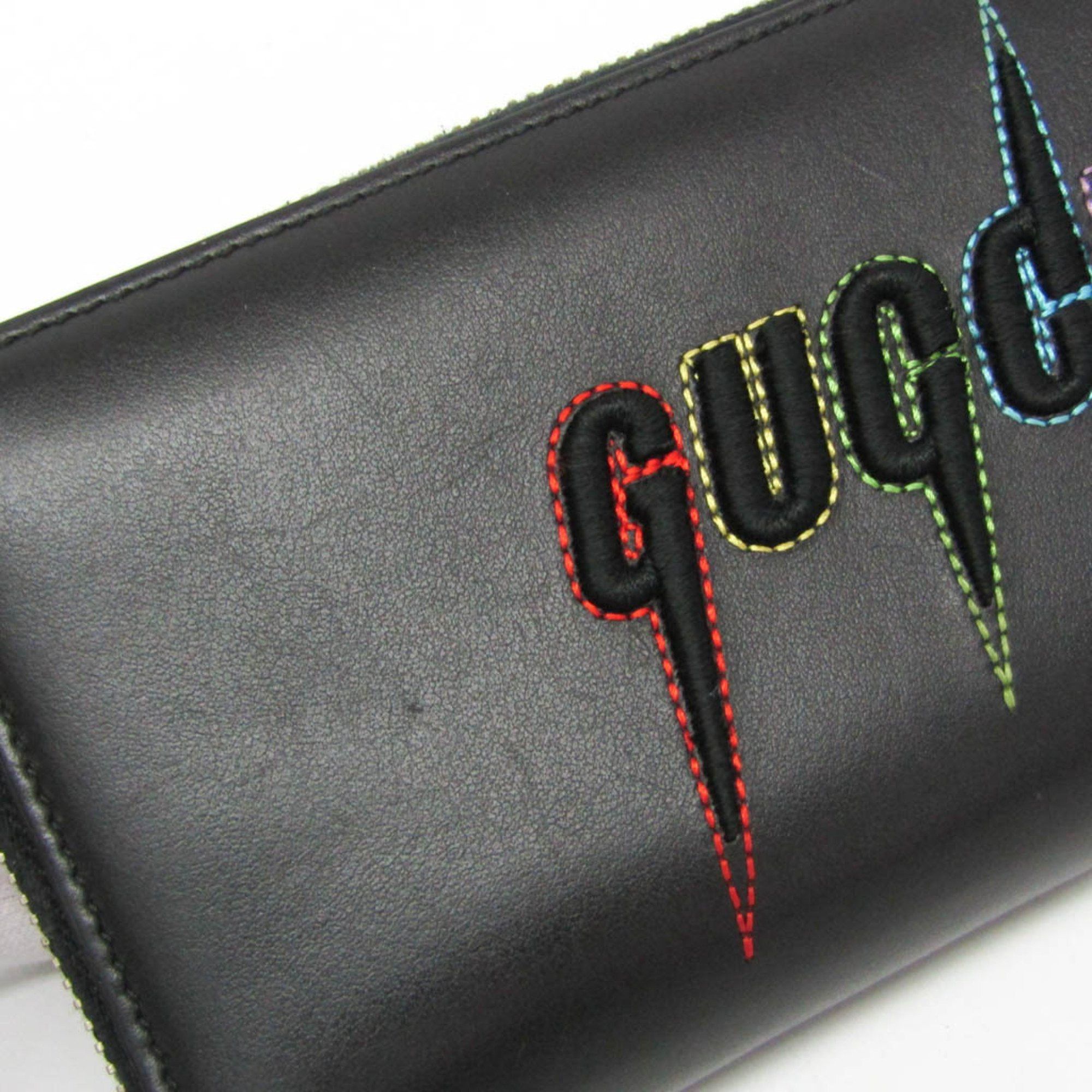 Gucci Gucci Blade Embroidery 597677 Men,Women Leather Long Wallet (bi-fold) Black Size ONE SIZE - 12 Thumbnail