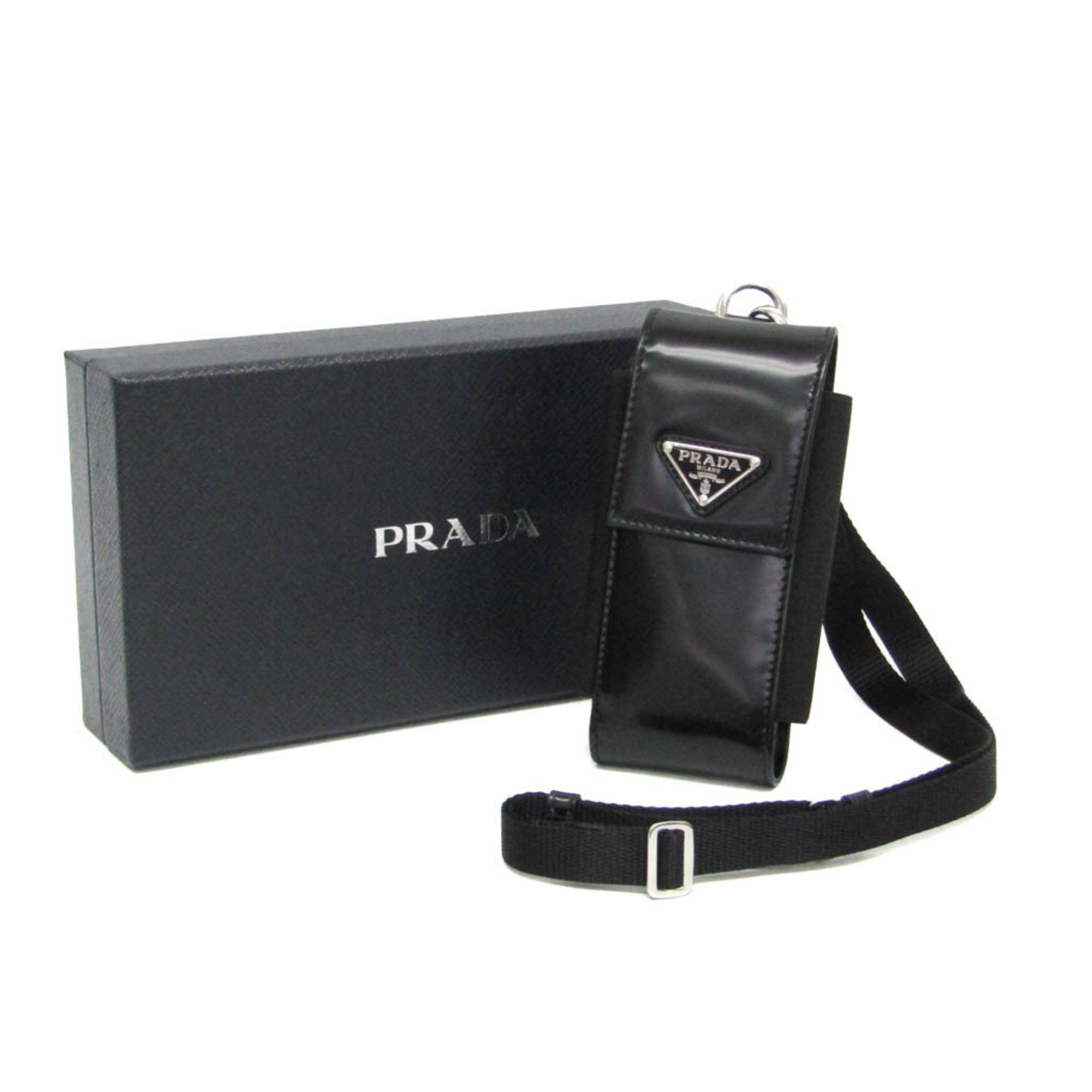 Prada Prada Triangle Logo Phone Pouch Men,Women Leather Pouch Black Size ONE SIZE - 2 Thumbnail