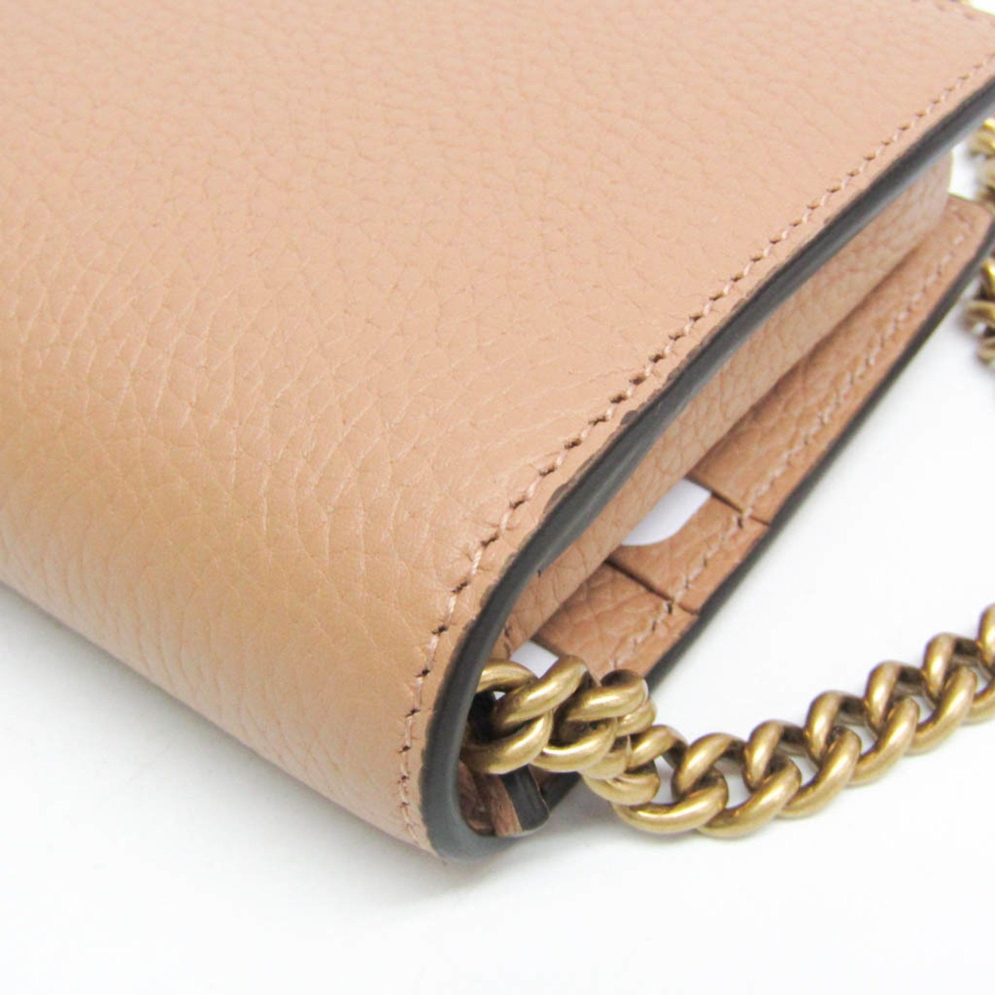 Gucci Gucci Interlocking G 746056 Women's Leather Chain/Shoulder Wallet Light Brown Size ONE SIZE - 8 Thumbnail