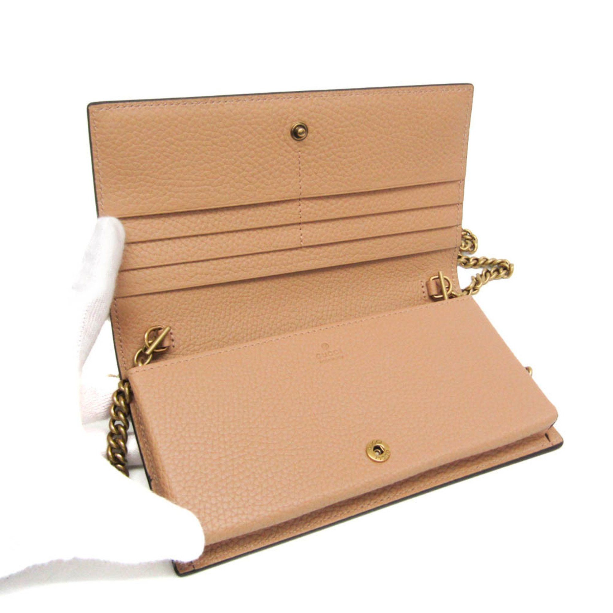 Gucci Gucci Interlocking G 746056 Women's Leather Chain/Shoulder Wallet Light Brown Size ONE SIZE - 4 Thumbnail