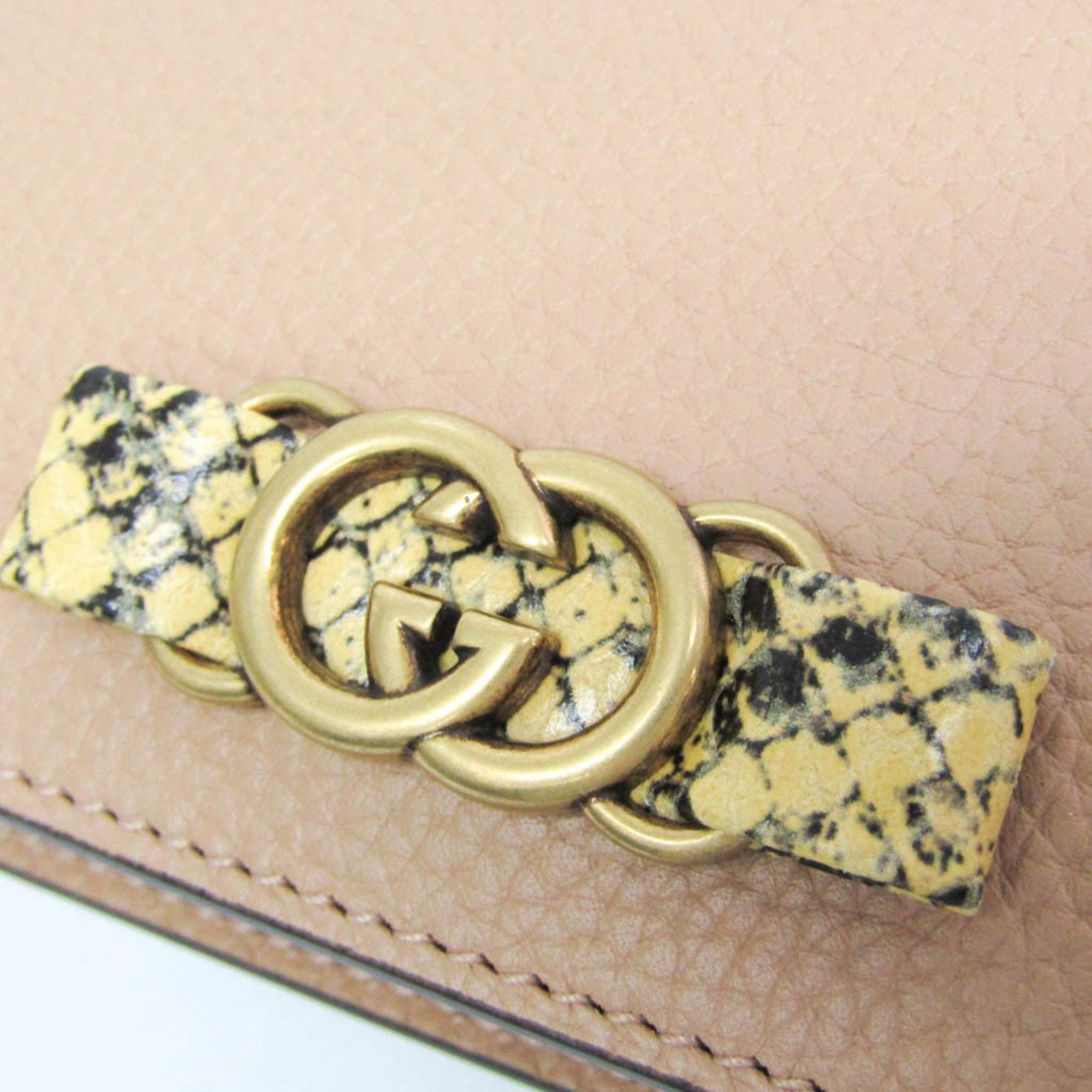 Gucci Gucci Interlocking G 746056 Women's Leather Chain/Shoulder Wallet Light Brown Size ONE SIZE - 10 Thumbnail
