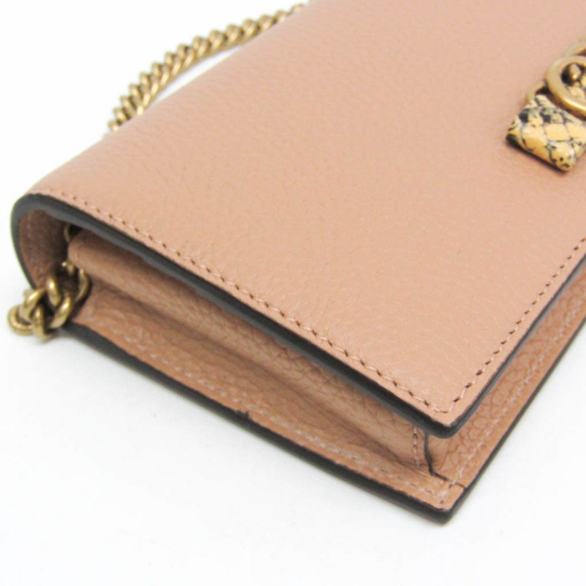 Gucci Gucci Interlocking G 746056 Women's Leather Chain/Shoulder Wallet Light Brown Size ONE SIZE - 7 Thumbnail