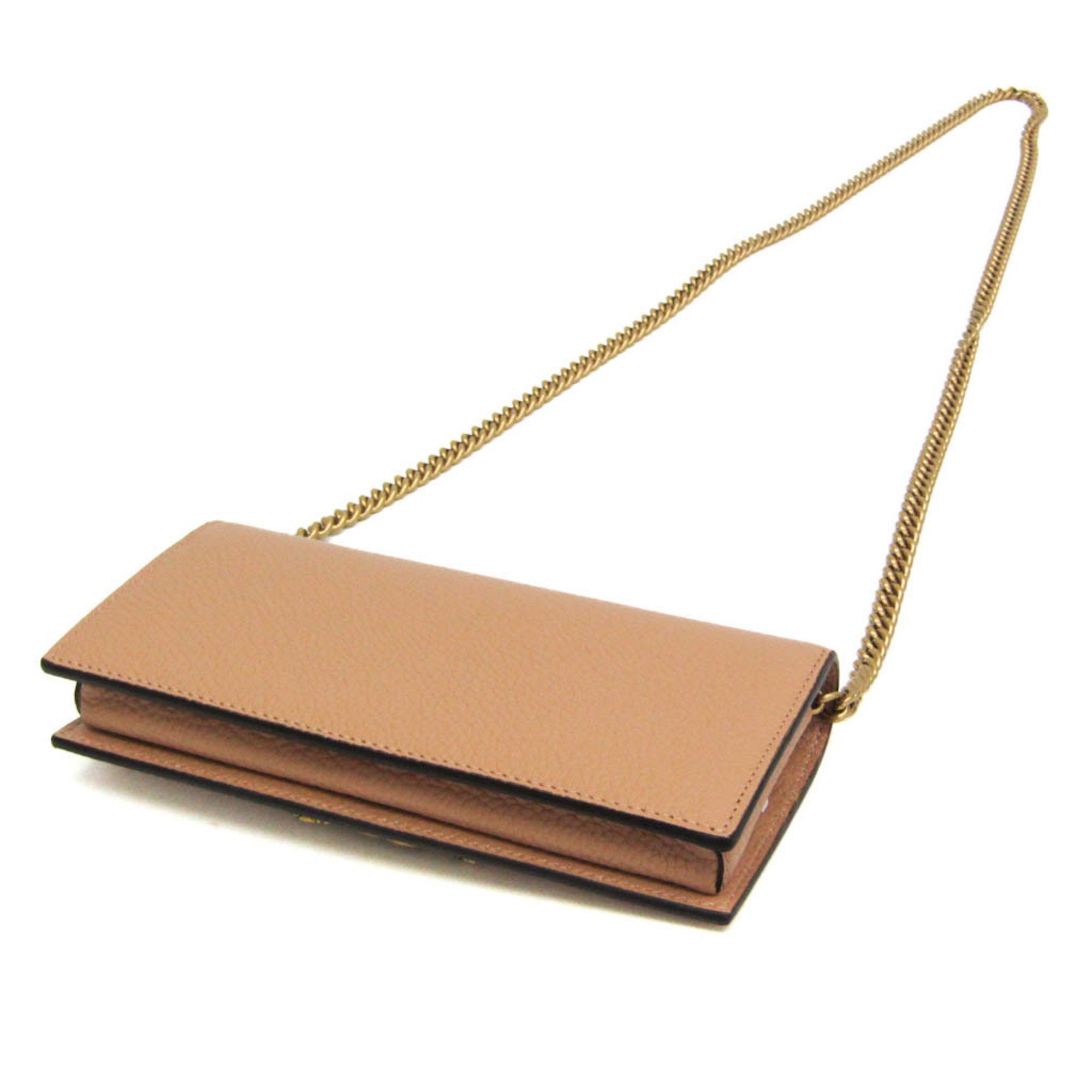 Gucci Gucci Interlocking G 746056 Women's Leather Chain/Shoulder Wallet Light Brown Size ONE SIZE - 3 Thumbnail