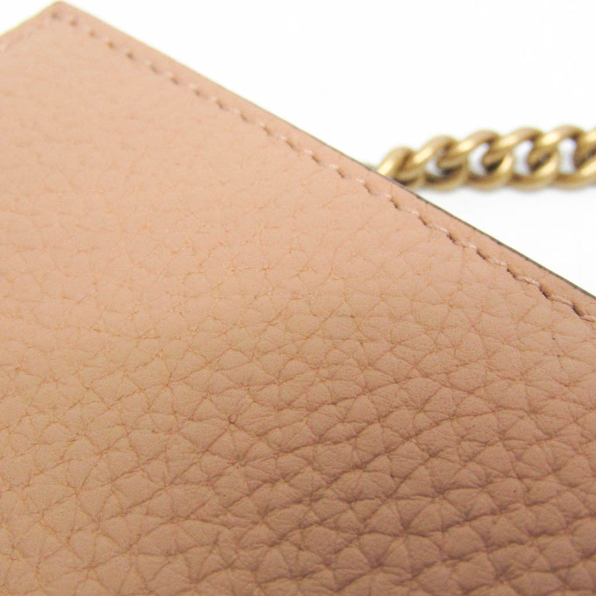 Gucci Gucci Interlocking G 746056 Women's Leather Chain/Shoulder Wallet Light Brown Size ONE SIZE - 9 Thumbnail