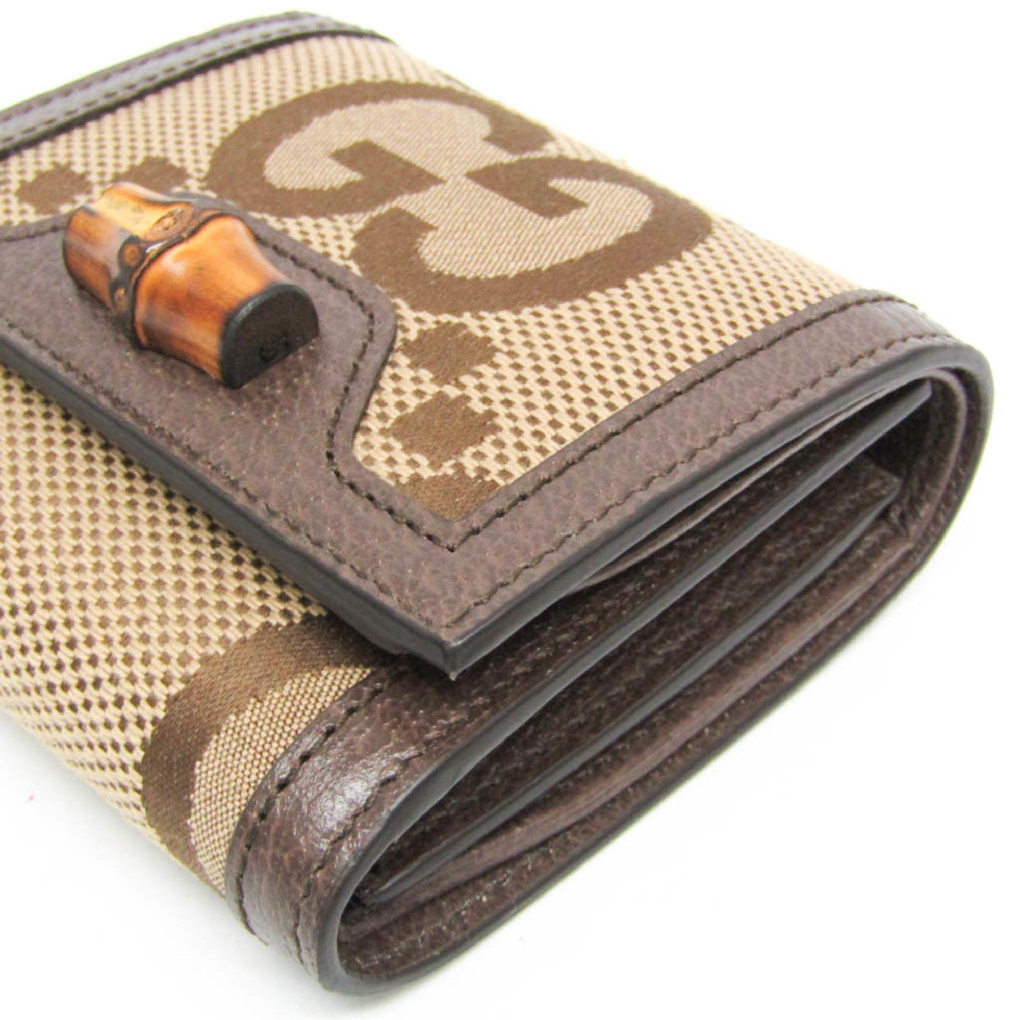 Gucci Gucci Bamboo Diana Jumbo GG 658635 Women's Canvas,Leather Wallet (bi-fold) Beige,Brown Size ONE SIZE - 6 Thumbnail