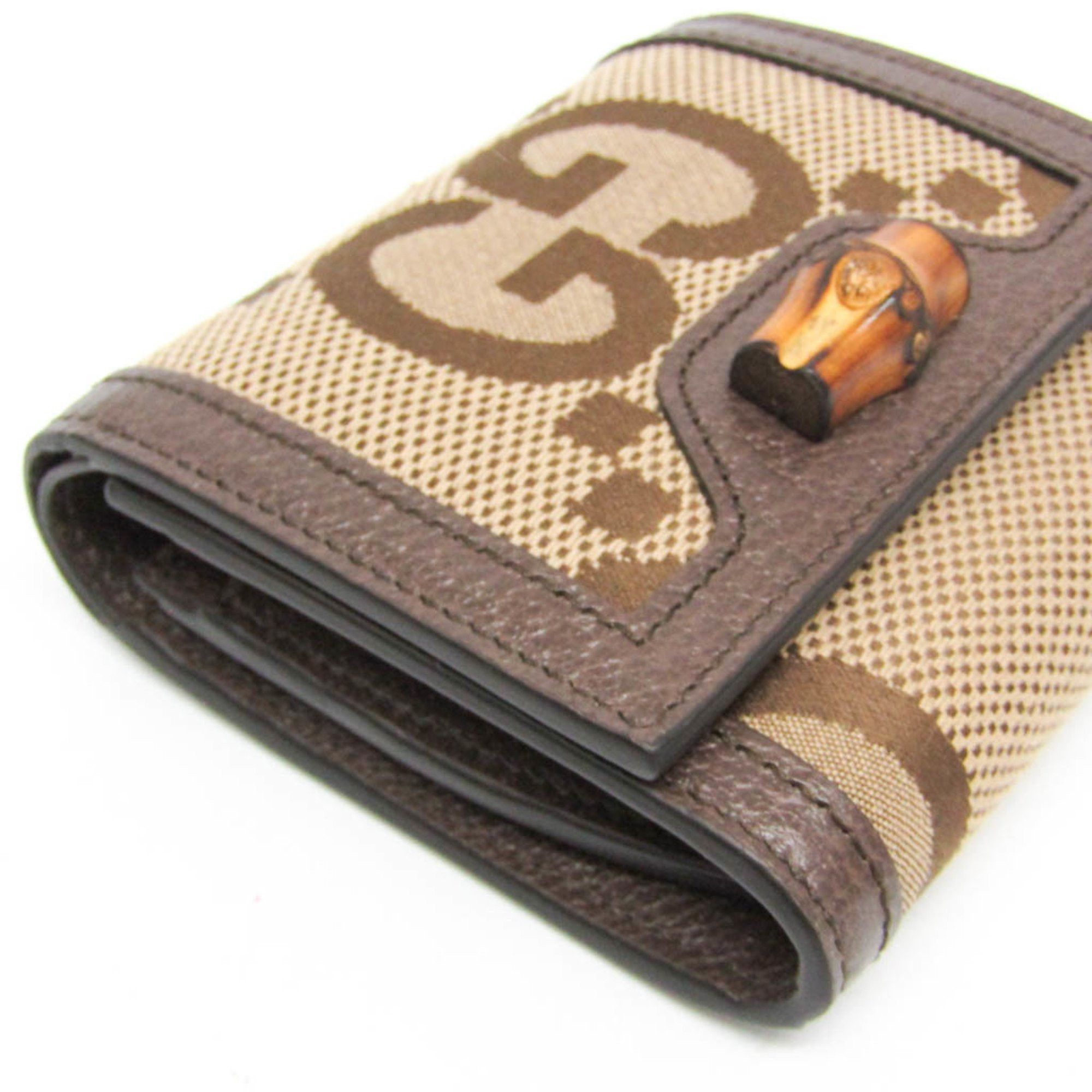 Gucci Gucci Bamboo Diana Jumbo GG 658635 Women's Canvas,Leather Wallet (bi-fold) Beige,Brown Size ONE SIZE - 7 Thumbnail