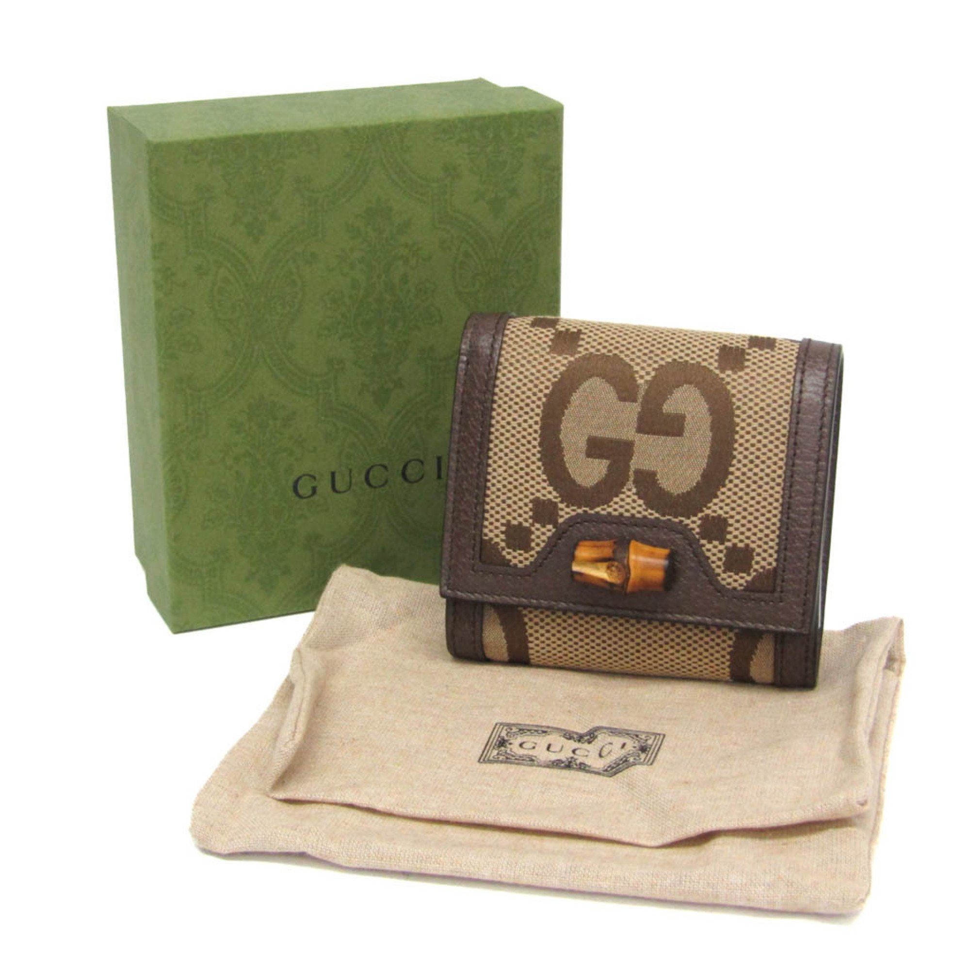 Gucci Gucci Bamboo Diana Jumbo GG 658635 Women's Canvas,Leather Wallet (bi-fold) Beige,Brown Size ONE SIZE - 2 Thumbnail
