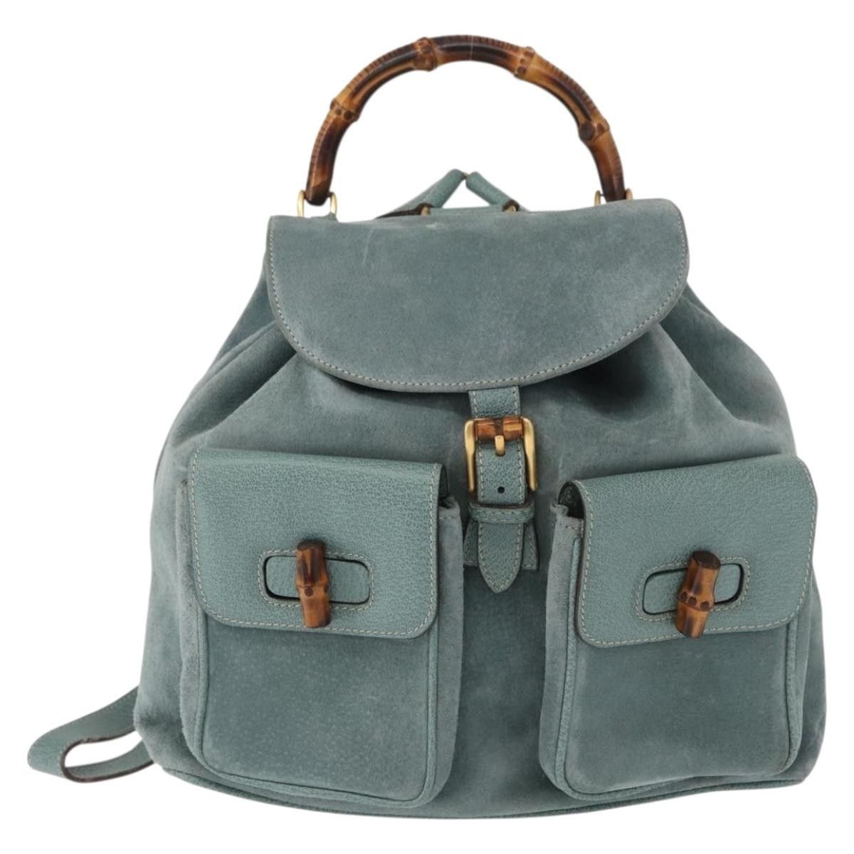 Gucci Gucci Vintage Bamboo Backpack Suede Size ONE SIZE - 18 Thumbnail