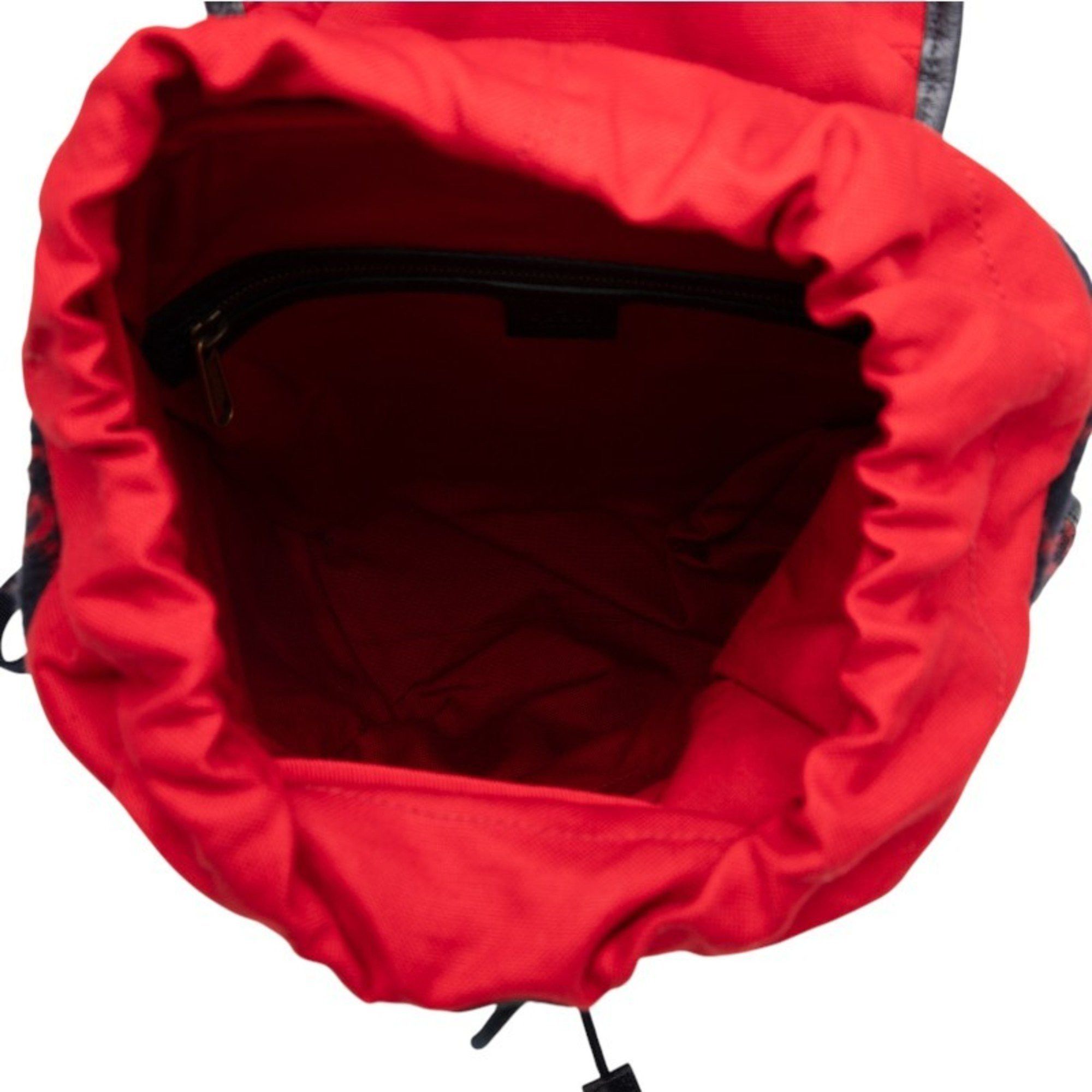 Gucci Gucci GG Wool Backpack 598184 Navy Red Leather Women's GUCCI Size ONE SIZE - 4 Thumbnail