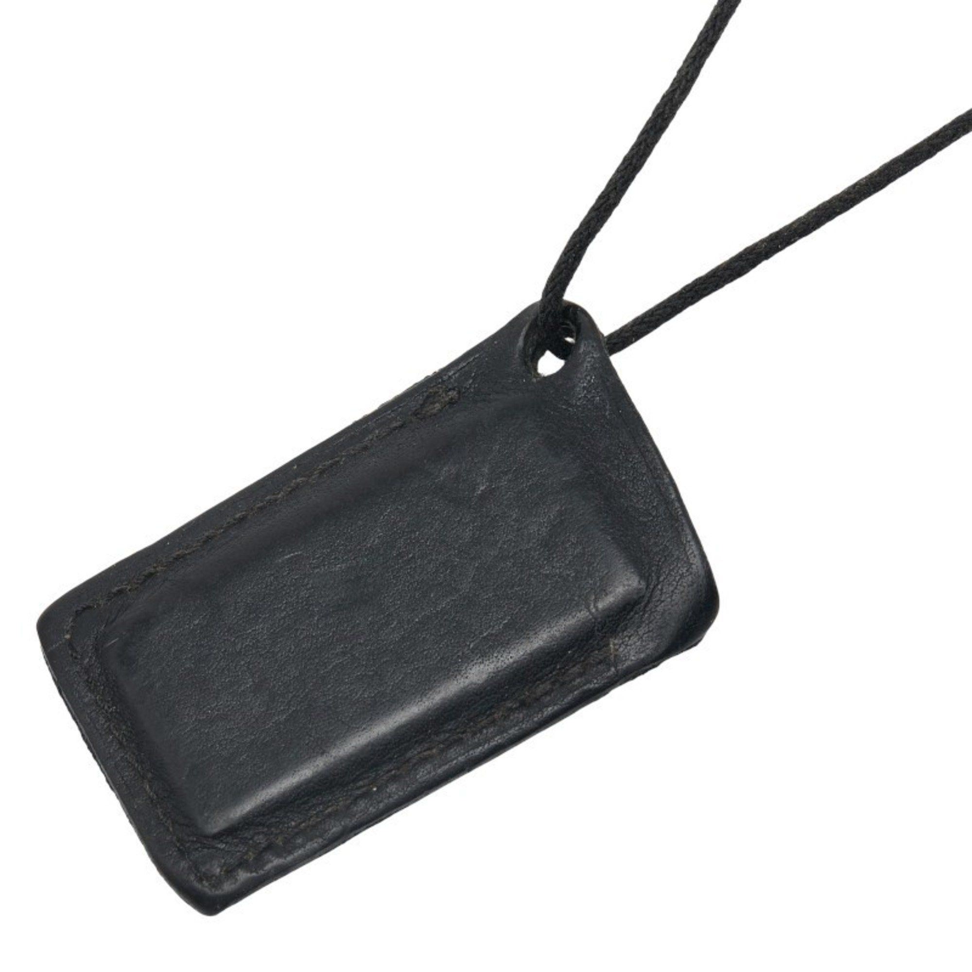 Hermes Hermes Symbol 2001 Pair Necklace in Silver, Black Leather and Metal for Women Size ONE SIZE - 4 Thumbnail